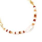 Aurora Necklace Baroque Pearl & Red Beaded Chain Necklace