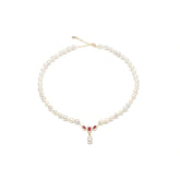 Regalia Necklace Freshwater Pearl Necklace with Red Gem & Baroque Pearl