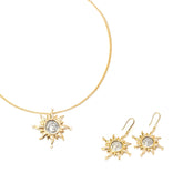 Solis Set Sunburst Medallion Necklace and Earrings Set