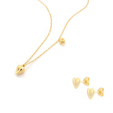 Amora Mini Set Gold-Tone Heart Stud Earrings & Double Heart Necklace