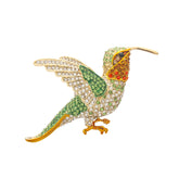 Aure Hummingbird Brooch Green Jewel Wings & Golden Flight