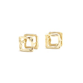 Aurea Earrings Sculptural Square Gold Hoop Earrings