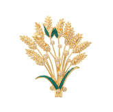 Aurea Harvest Brooch Golden Wheat & Emerald Crystal Brooch