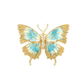 Aurelia Celeste Butterfly Brooch Sky-Blue Enamel Wings & Crystal Body