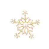 Aurora Frost Pearl Snowflake Brooch Blush Winter Light