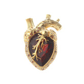Cor Vitae Brooch Anatomical Heart Red Crystal Gold Brooch