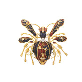 Imperial Bee Regal Enamel & Crystal Brooch Black & Ruby Red