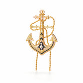 Mariner Anchor Rope & Crystal Statement Brooch