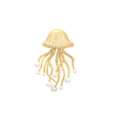 Medusa Brooch Jellyfish Pearl & Crystal Gold Brooch