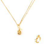 Rosa Duo Set Gold Rose Pendant Necklace & Adjustable Ring