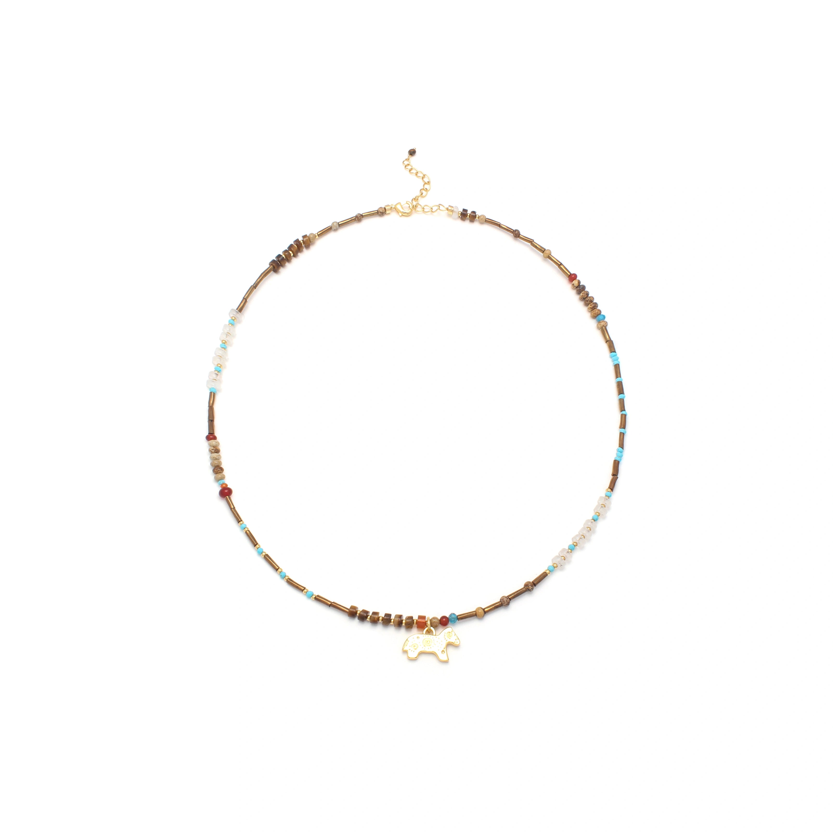 Equus Necklace Beaded Horse Charm Pendant Necklace