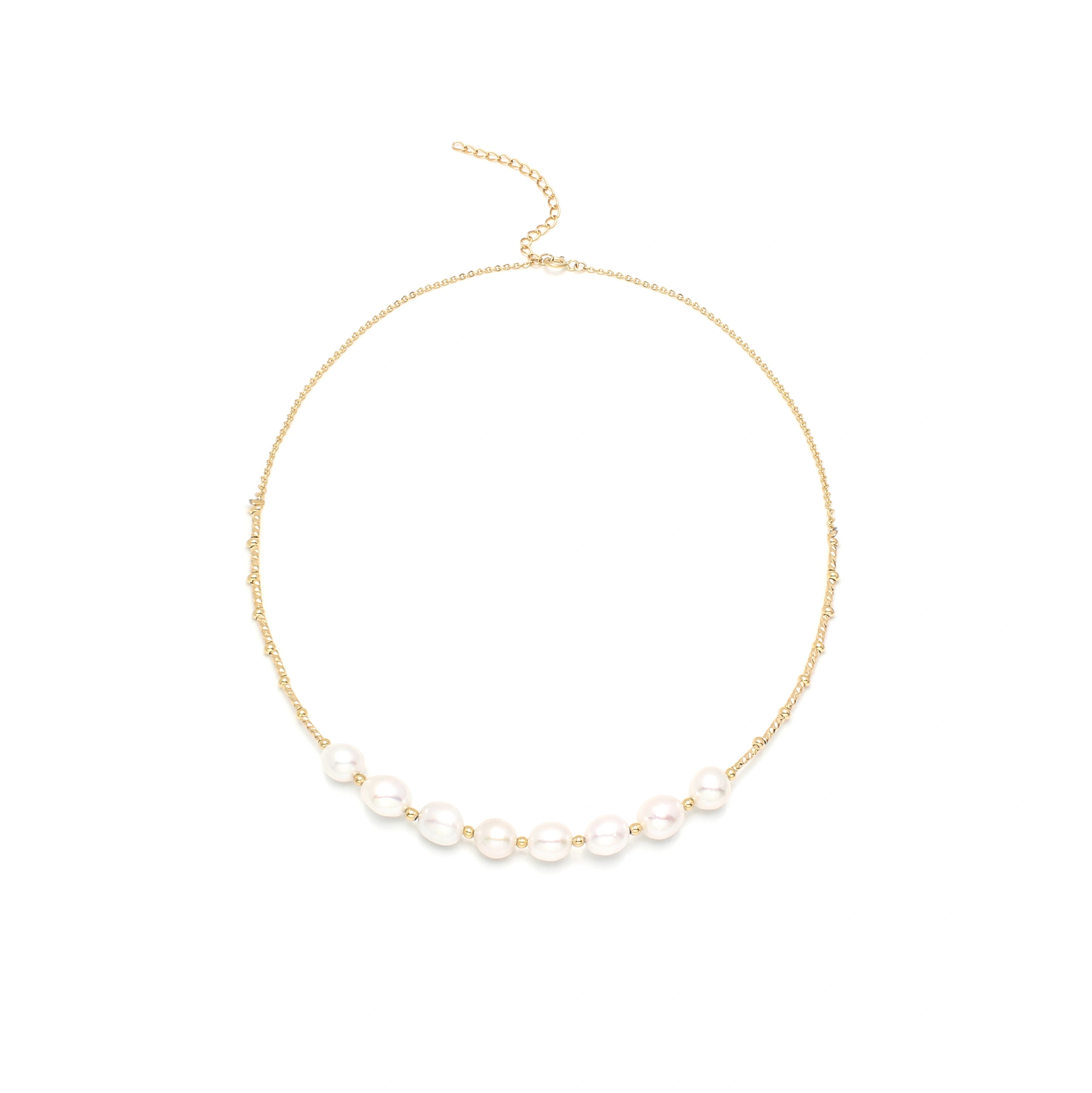 Elara Necklace Freshwater Pearl Bar Necklace on Gold Chain