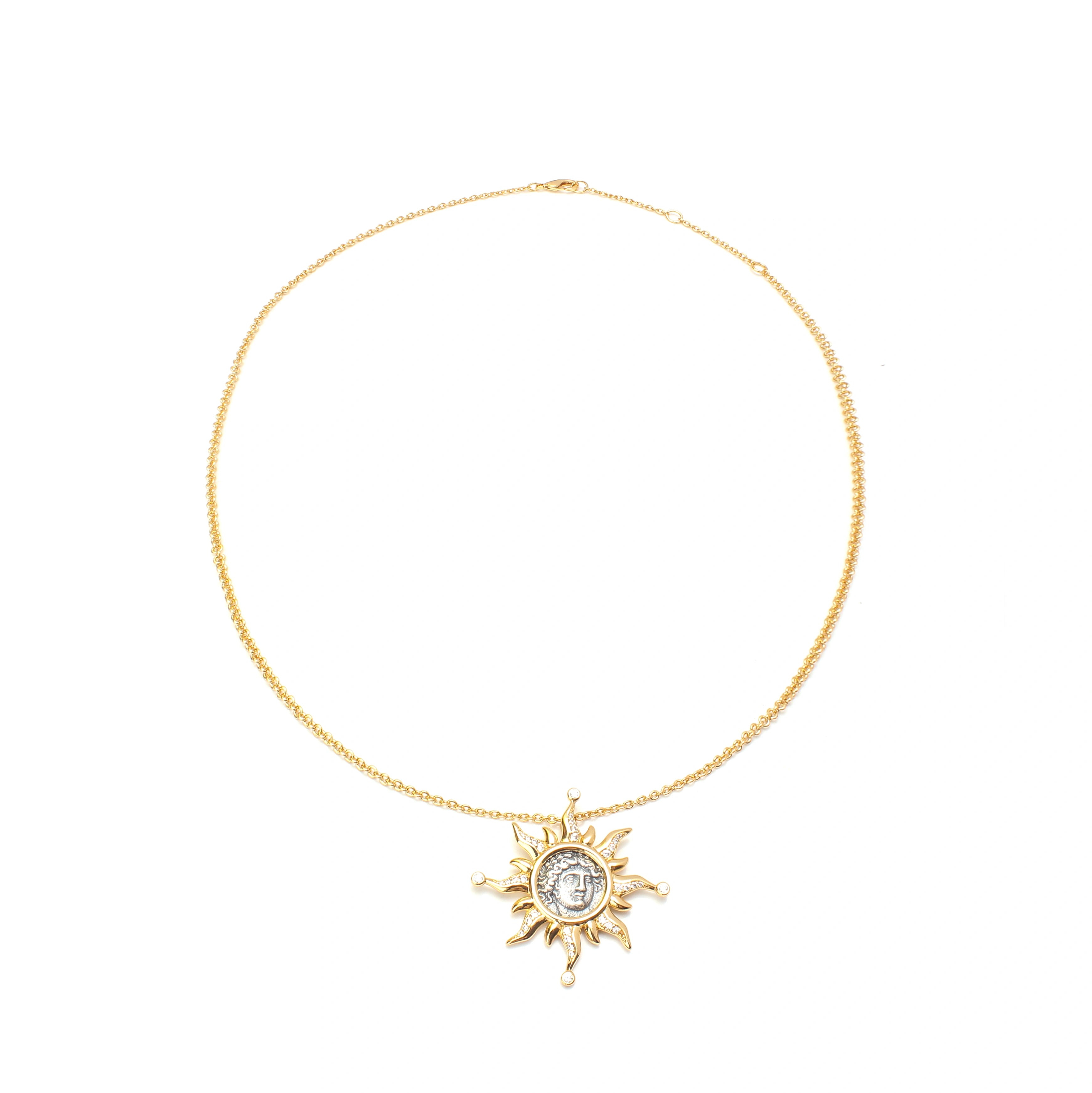 Solis Necklace Gold Vermeil Sun Medallion Pendant Necklace