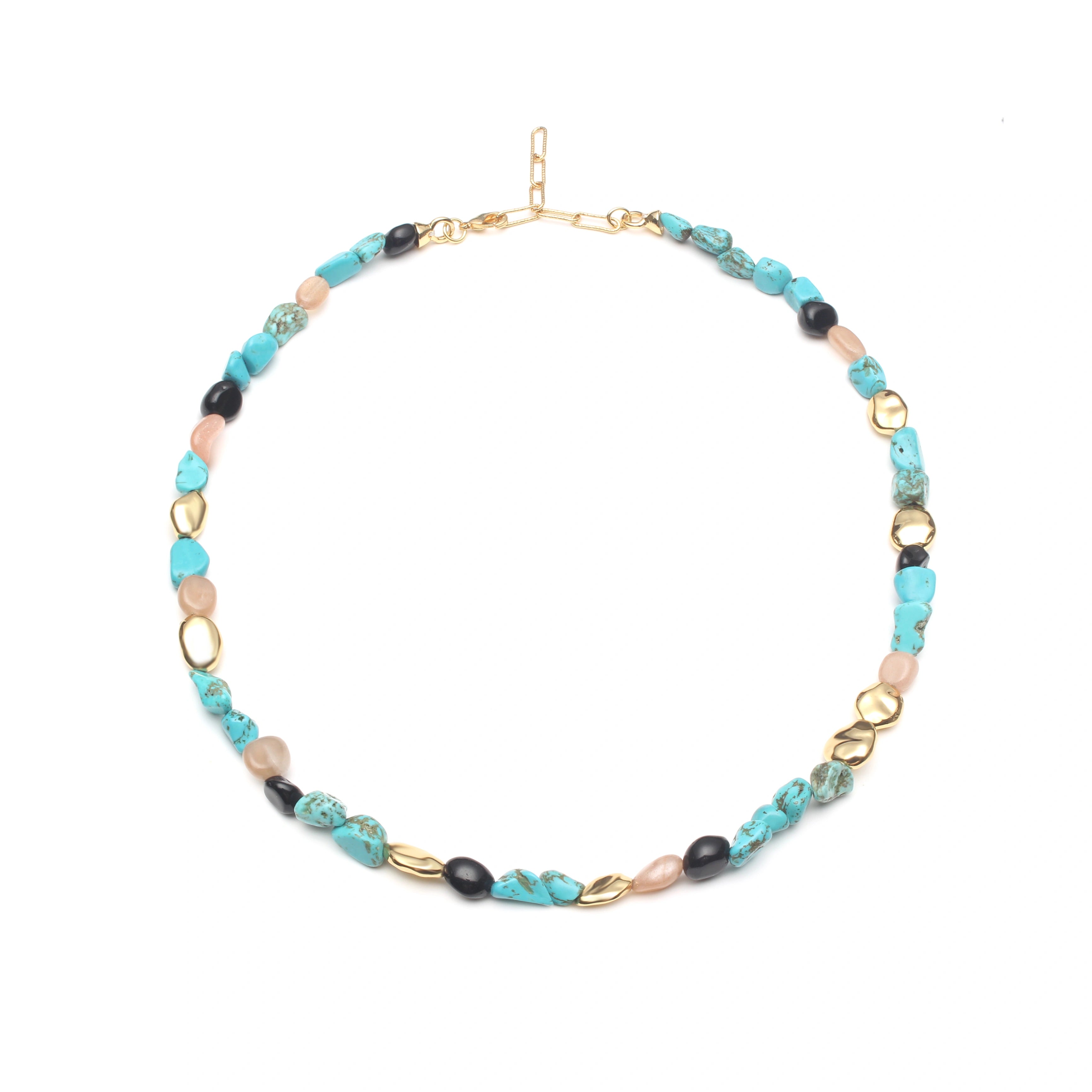Maris Necklace Turquoise & Gemstone Gold Accent Necklace