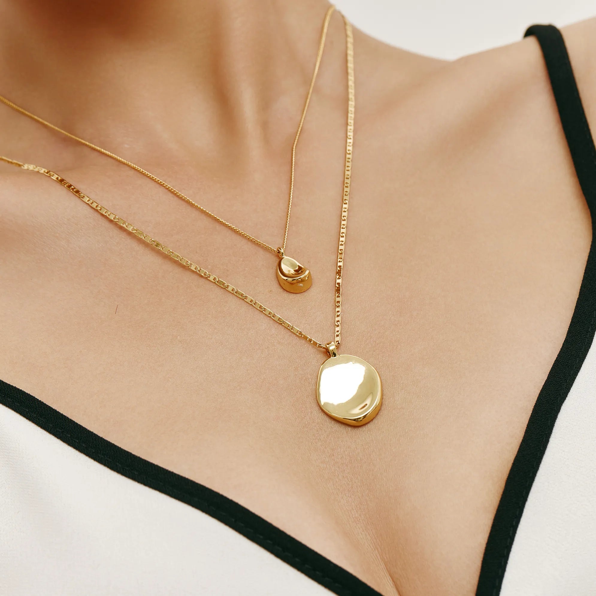 Selene Necklace Layered Gold Vermeil Necklace with Sculptural Pendants