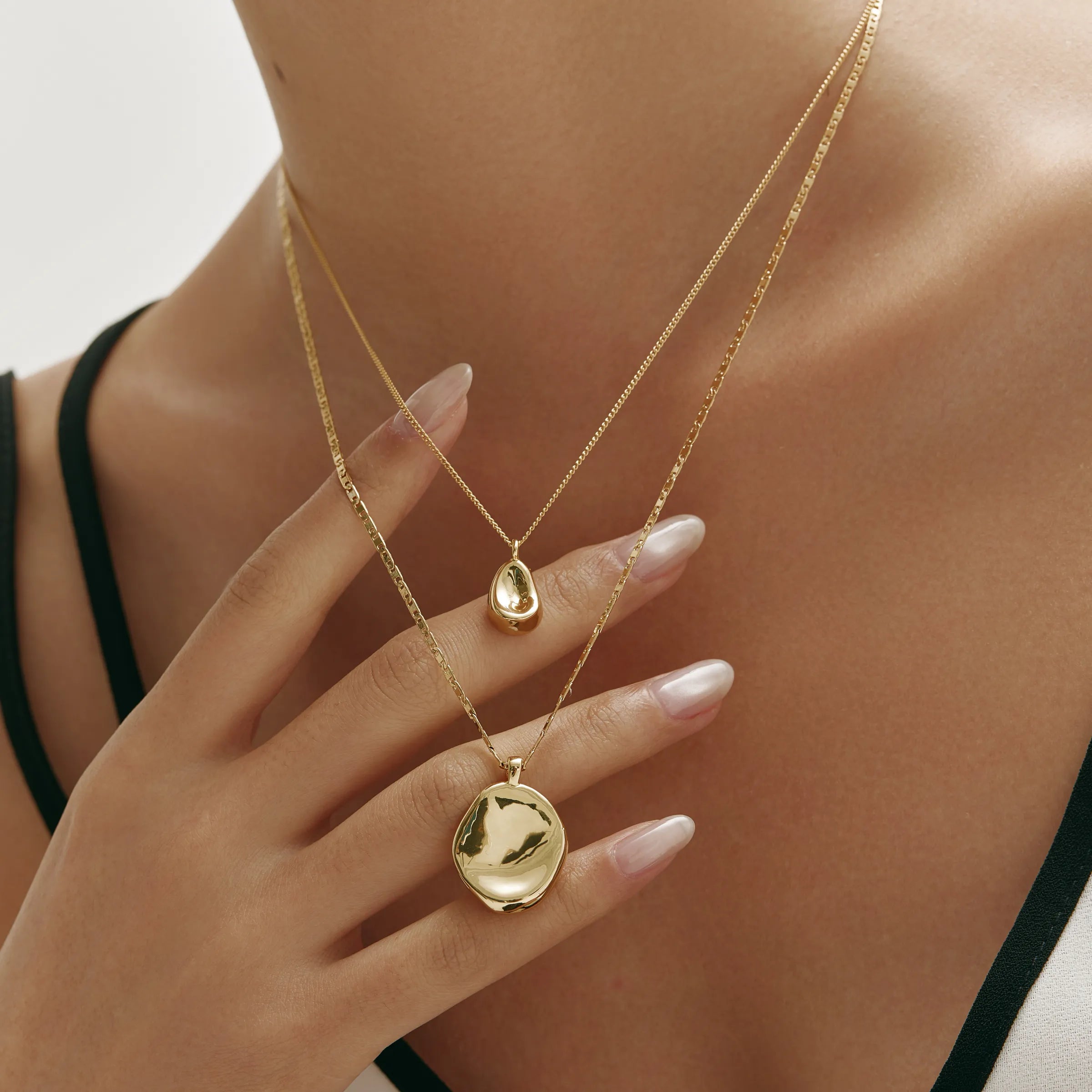 Selene Necklace Layered Gold Vermeil Necklace with Sculptural Pendants