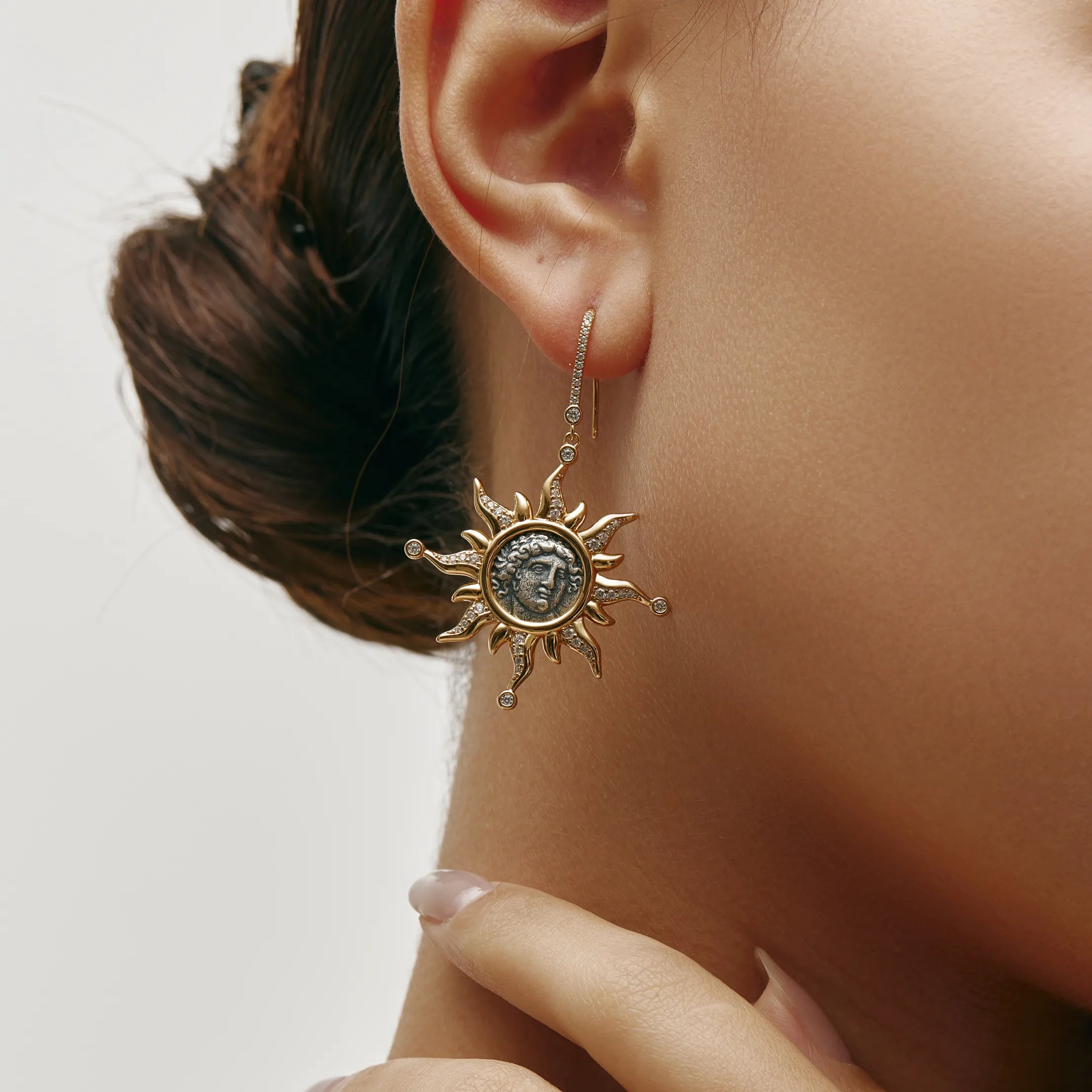 Solis Earrings Sunburst Medallion Drop Earrings