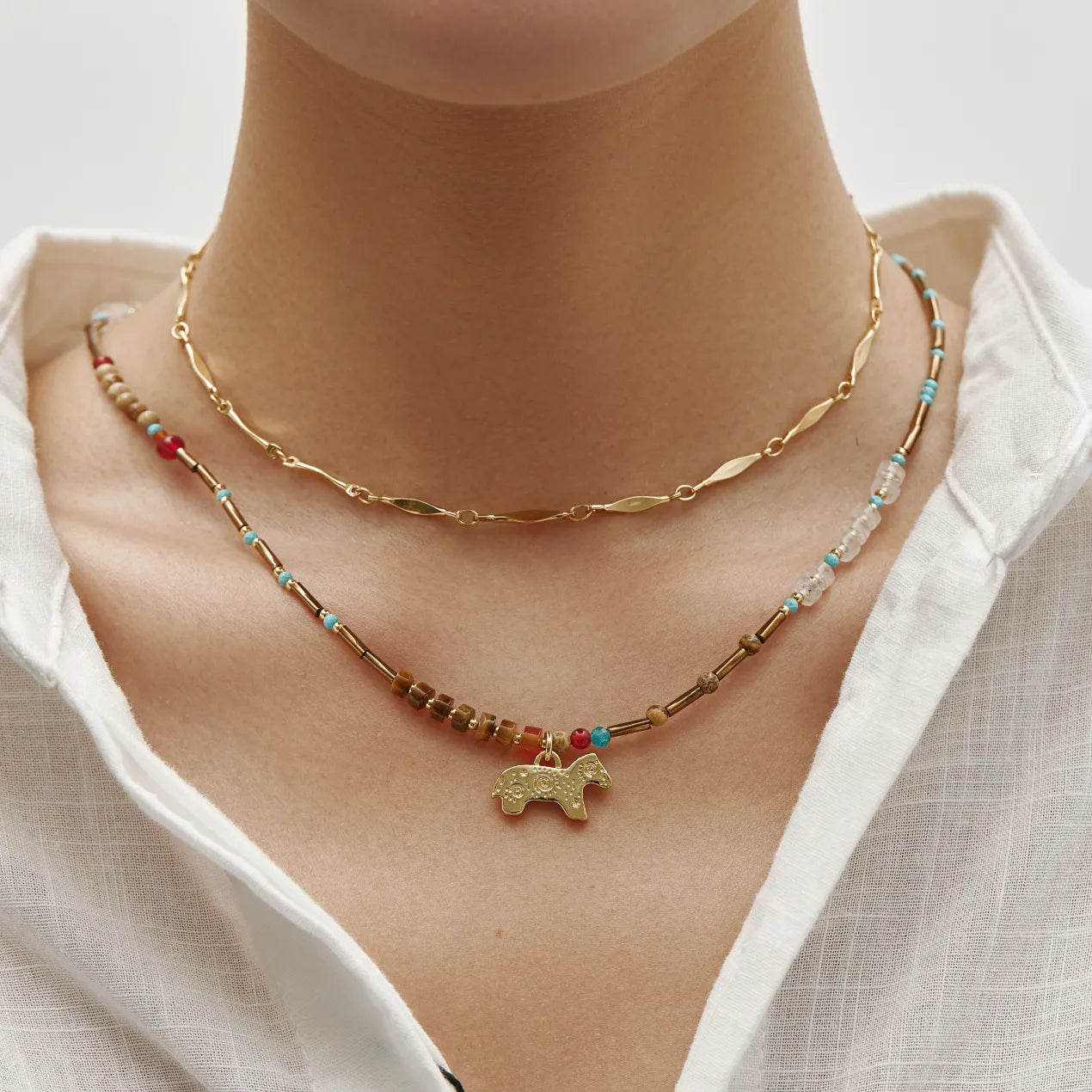 Lume Necklace Textured Gold Chain Choker