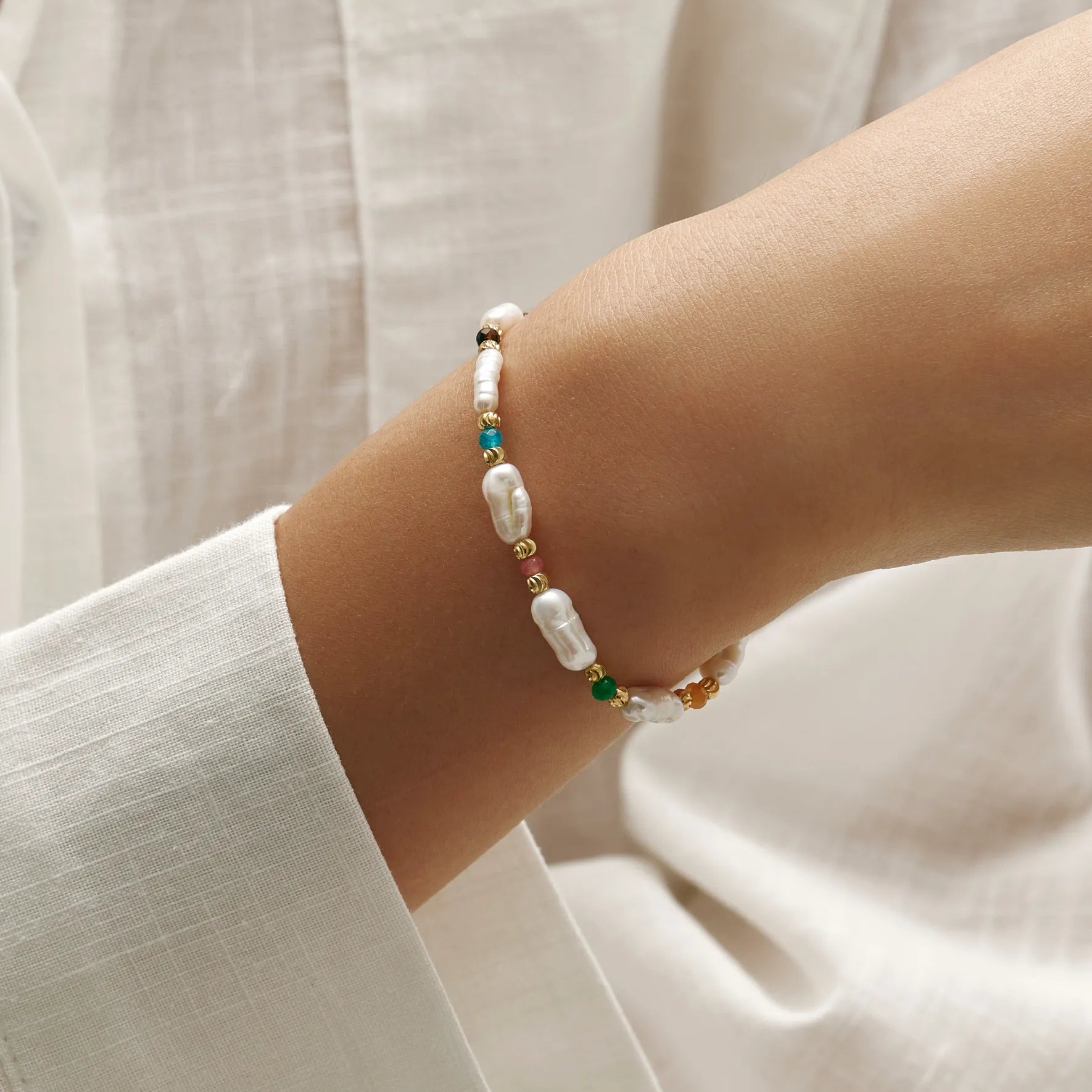 Celeste Set Freshwater Pearl & Multicolor Beaded Necklace Duo