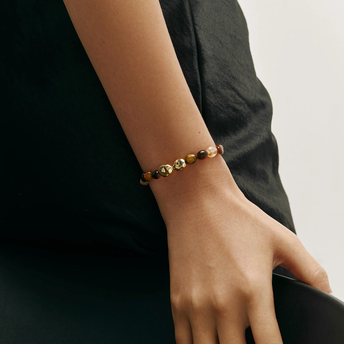 Terra Bracelet Mixed Gemstone and Gold-Tone Beaded Bracelet