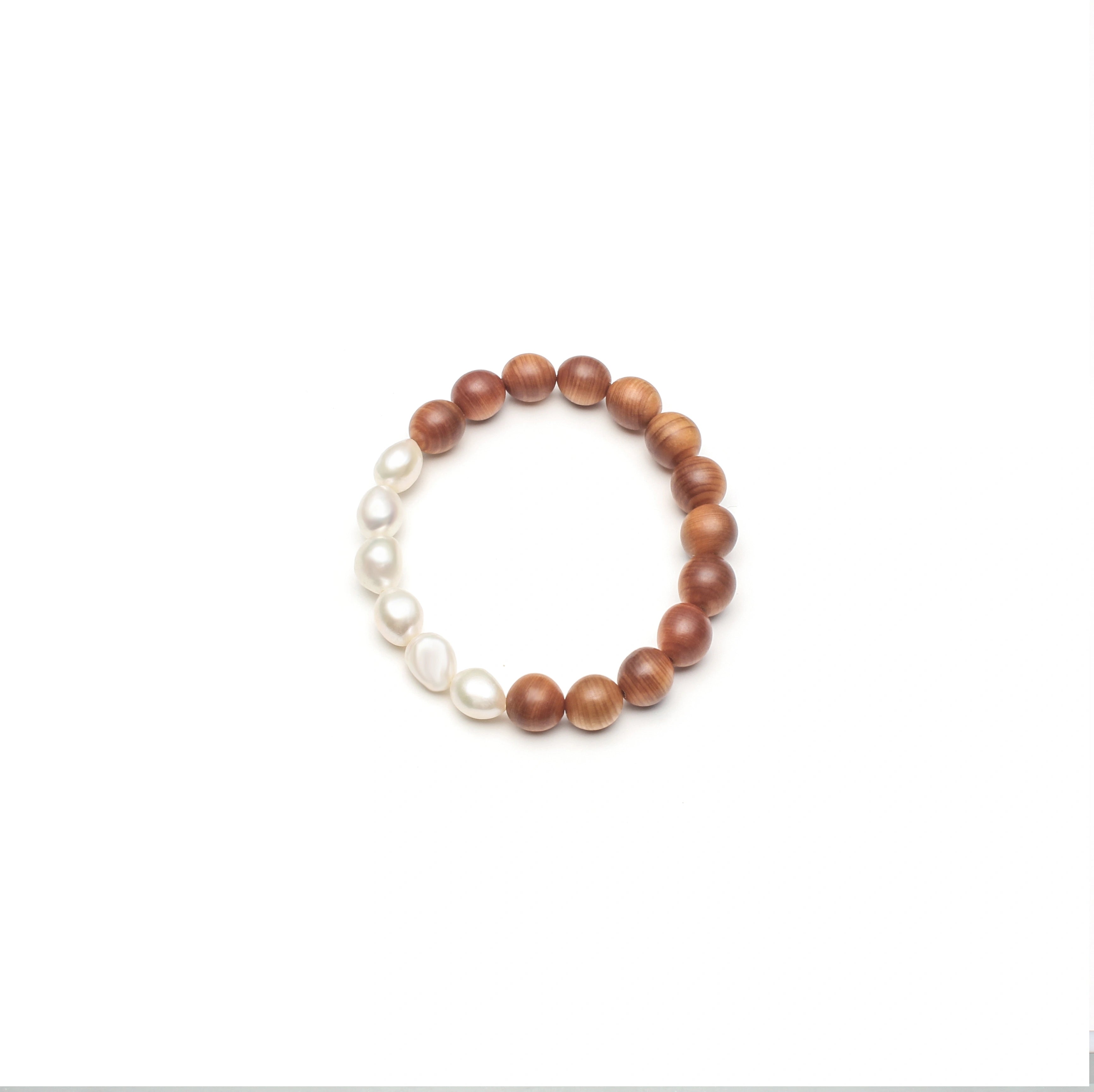 Sylva Bracelet Wood and Freshwater Pearl Beaded Bracelet