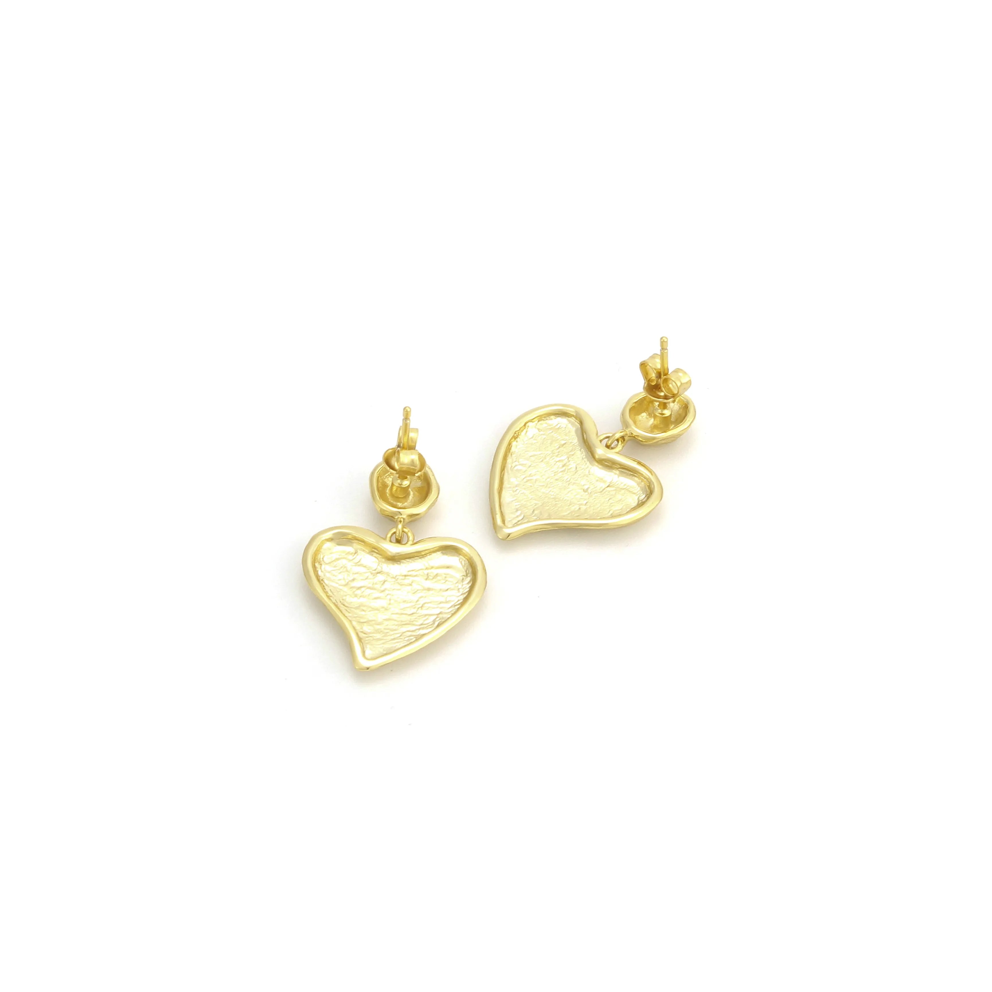Amara Statement Earrings – Large Gold Heart Drop Earrings