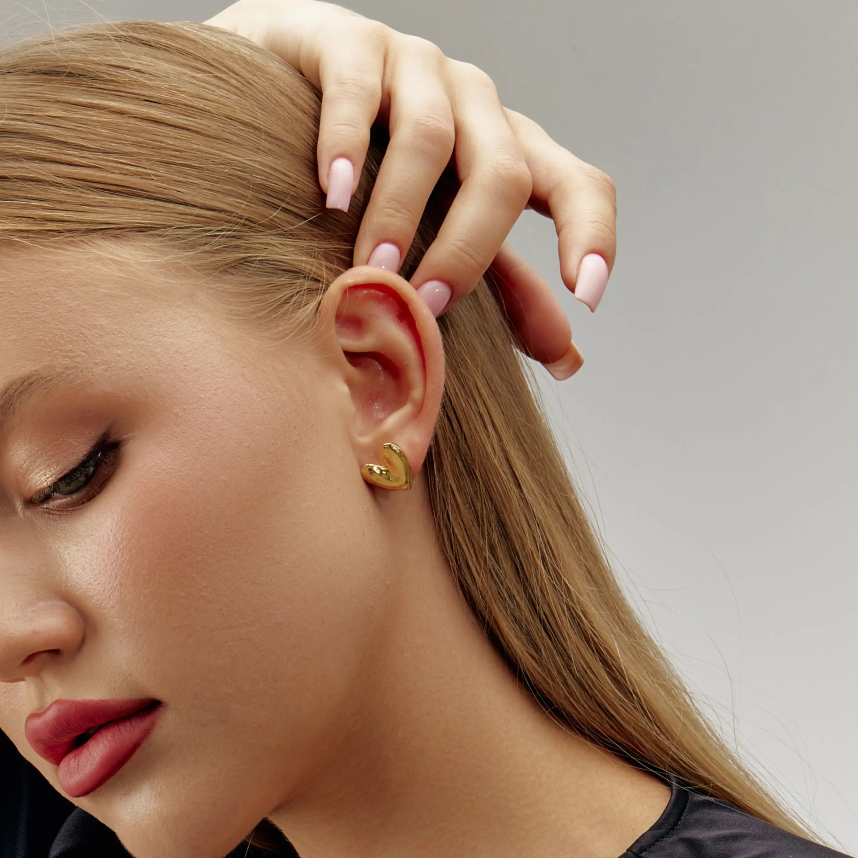 Amara Petite Earrings Small Gold Heart Stud Earrings