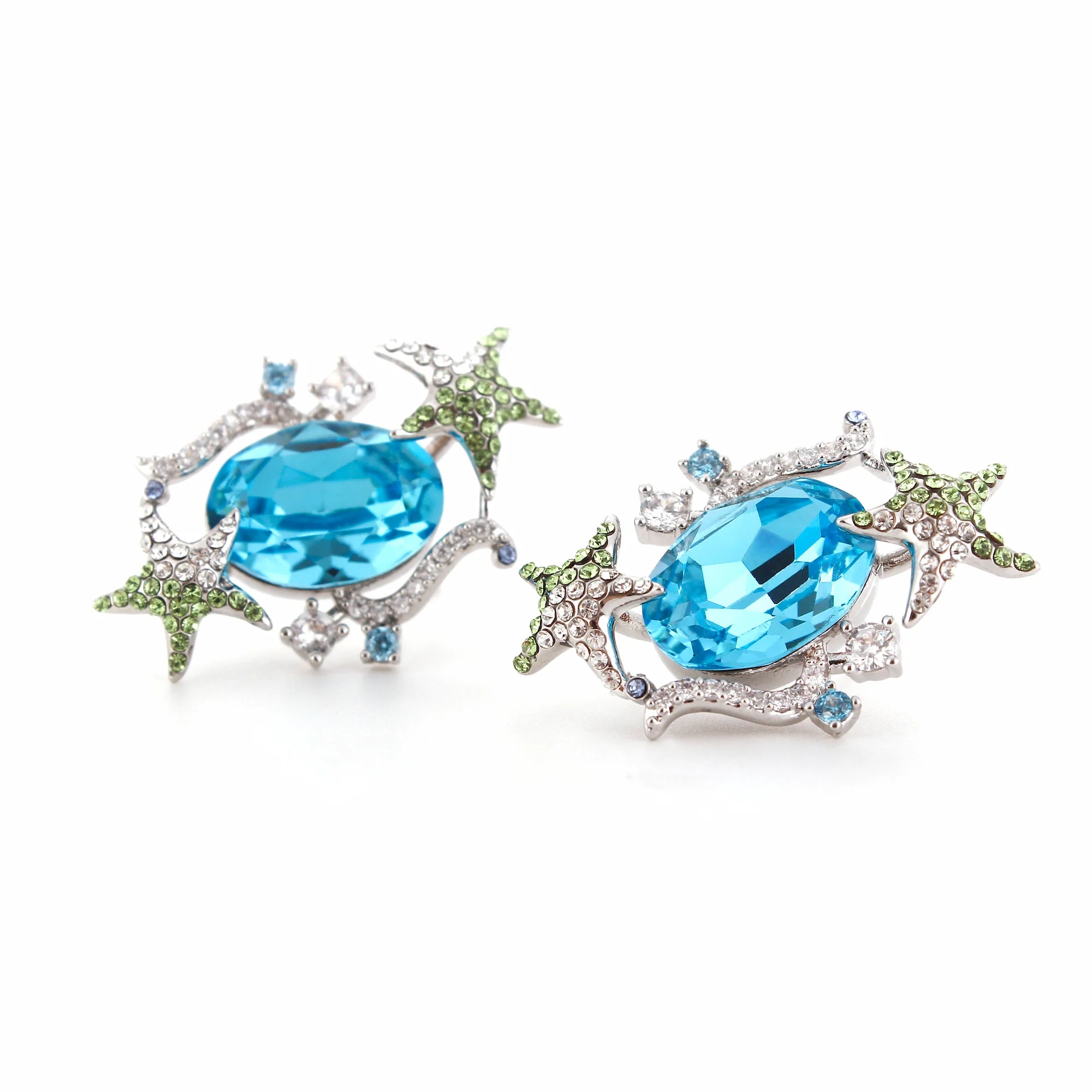 Aqua Stella Earrings: Jelly Sea Starfish Crystal Earrings