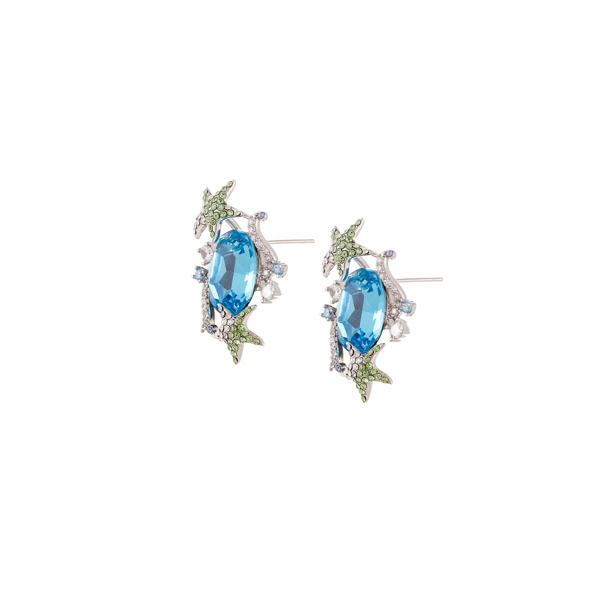 Aqua Stella Earrings: Jelly Sea Starfish Crystal Earrings