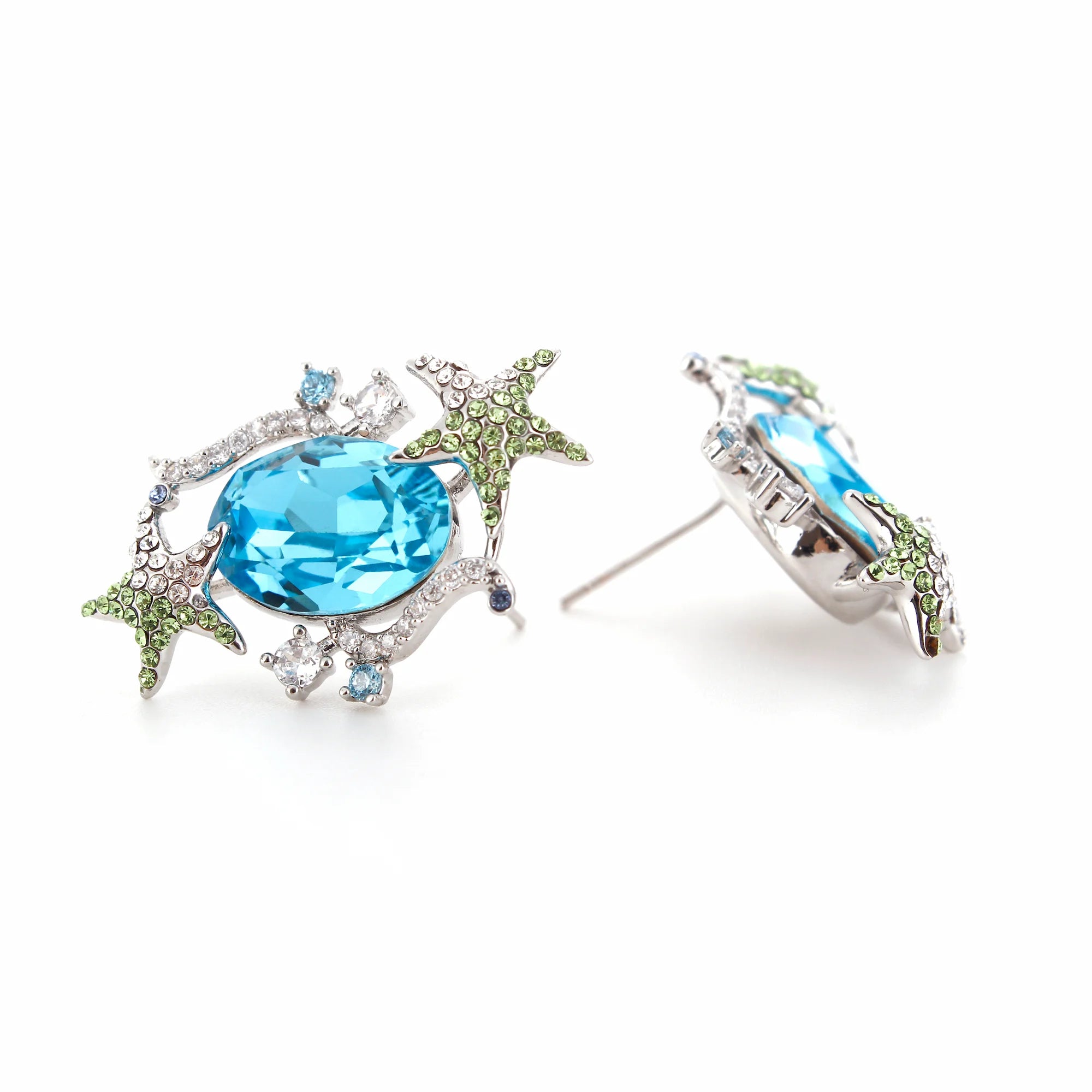 Aqua Stella Earrings: Jelly Sea Starfish Crystal Earrings