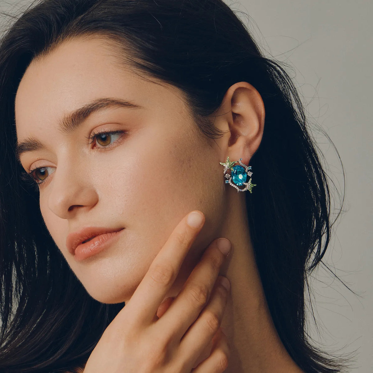 Aqua Stella Earrings: Jelly Sea Starfish Crystal Earrings