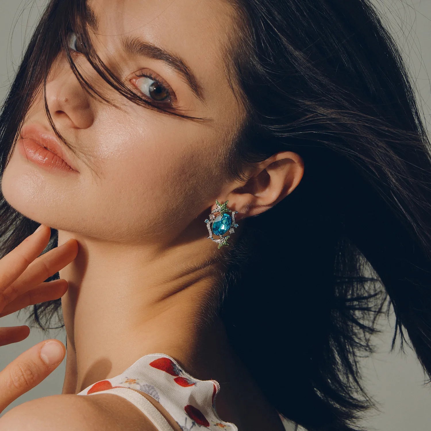 Aqua Stella Earrings: Jelly Sea Starfish Crystal Earrings