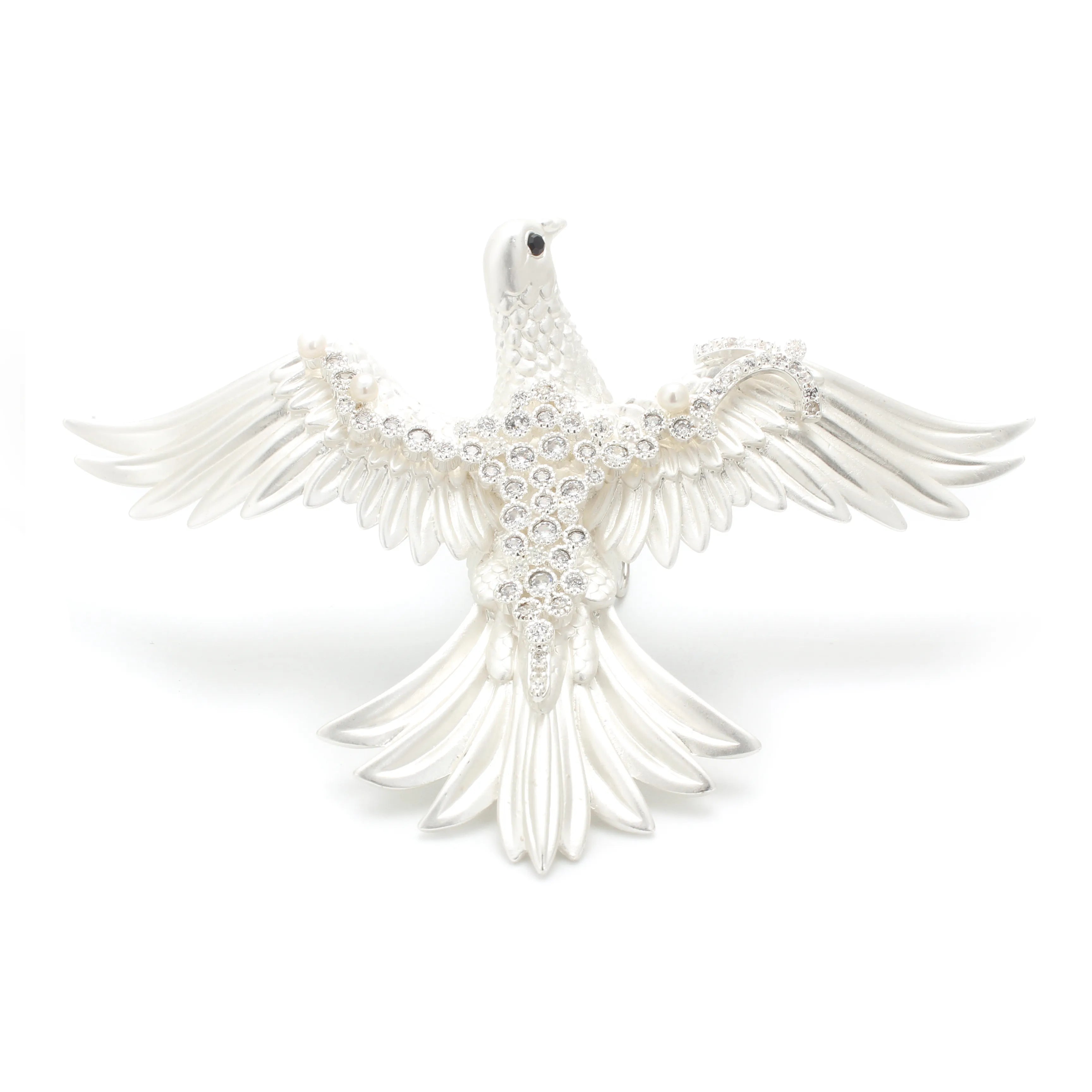 Aure Avem Brooch Silver Radiant Dove with Crystals