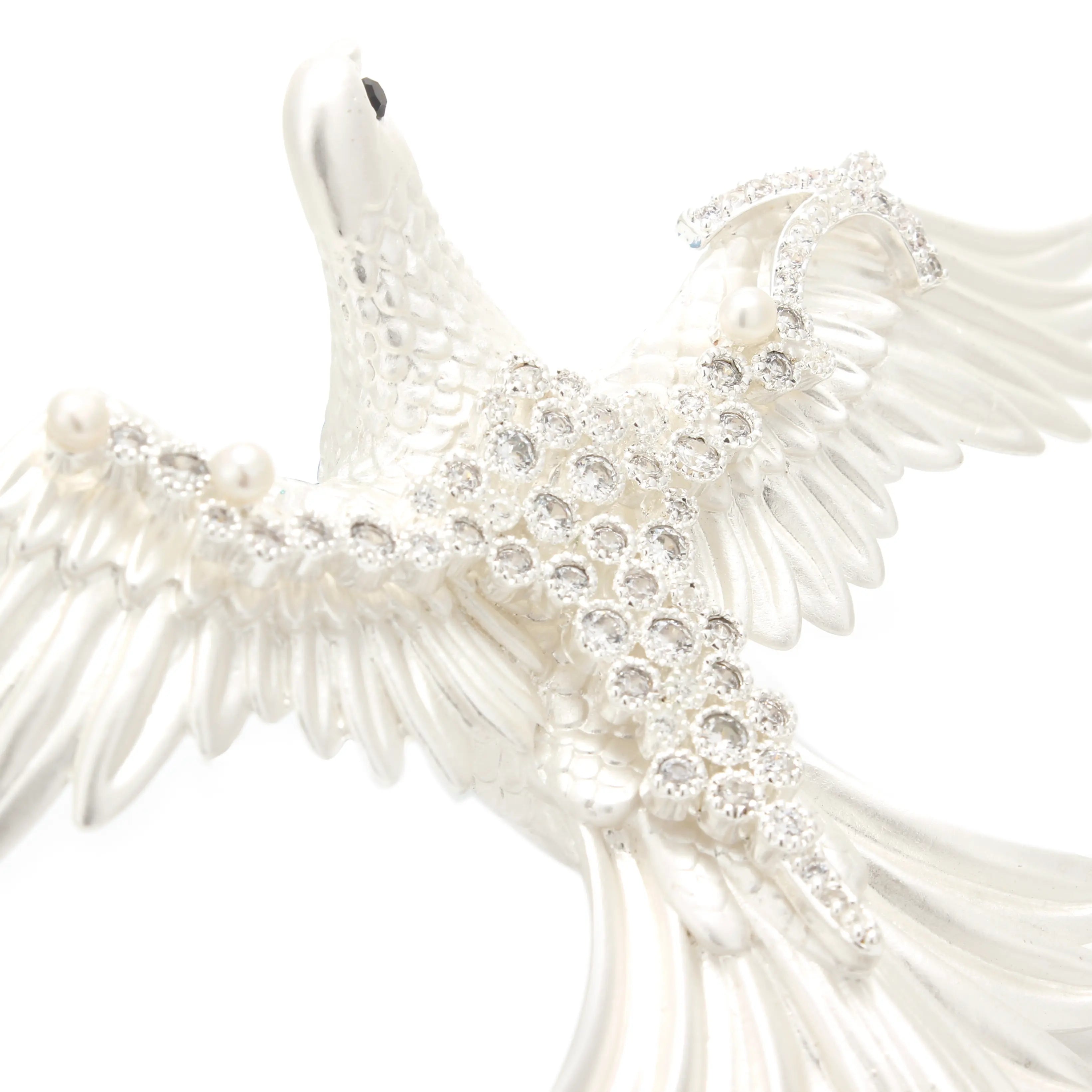 Aure Avem Brooch Silver Radiant Dove with Crystals