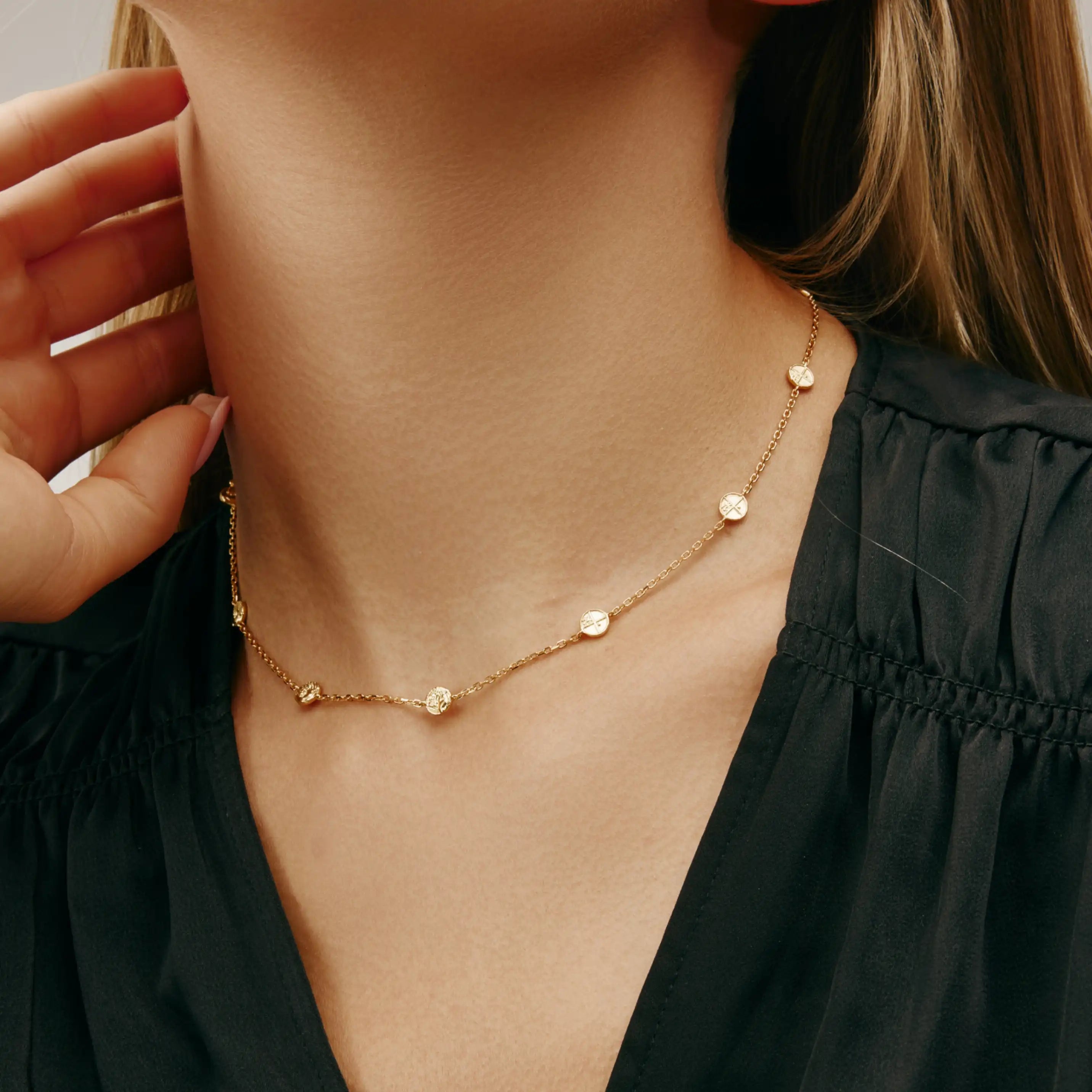Aure Coin Necklace Gold-Plated Disc Chain Necklace