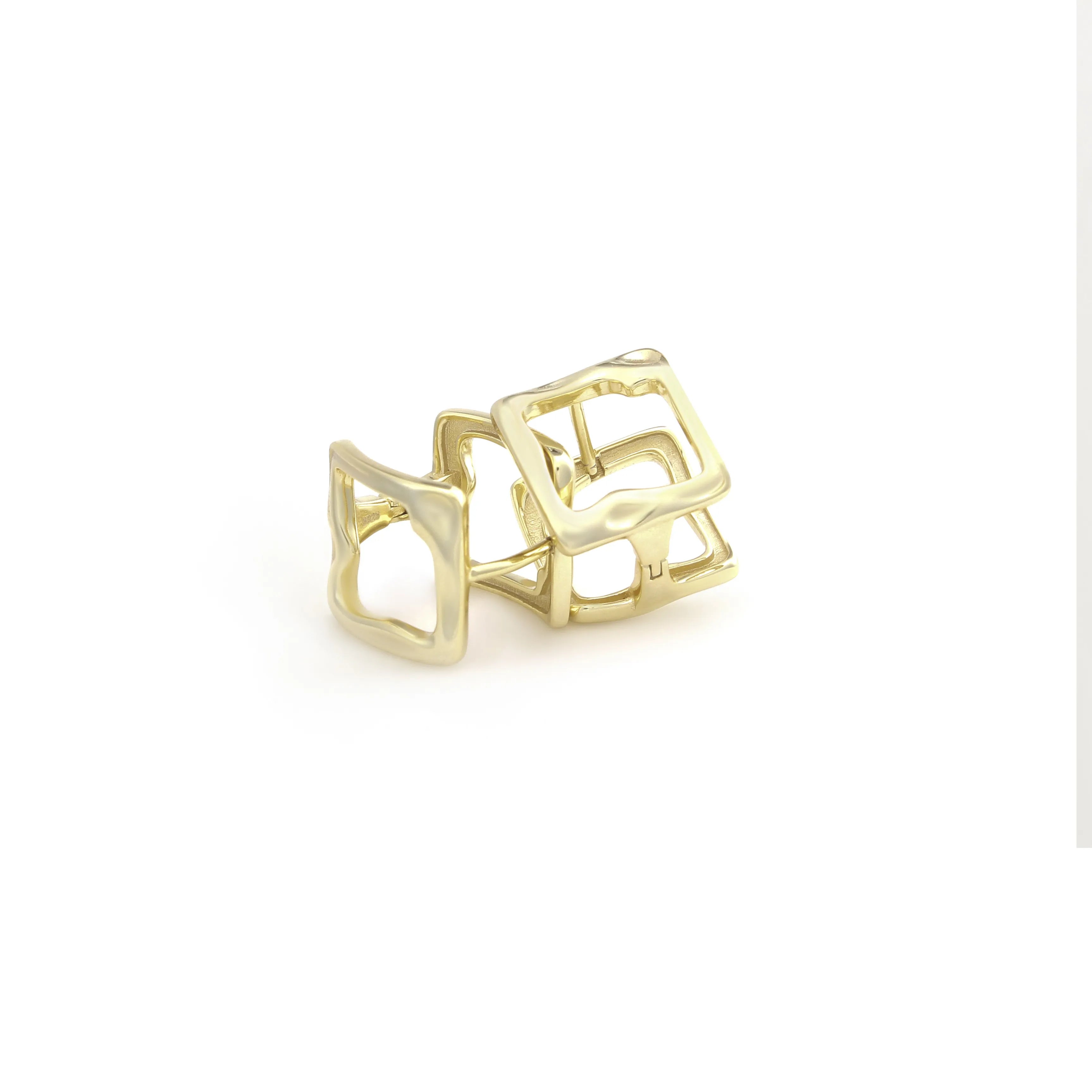 Aurea Earrings Sculptural Square Gold Hoop Earrings
