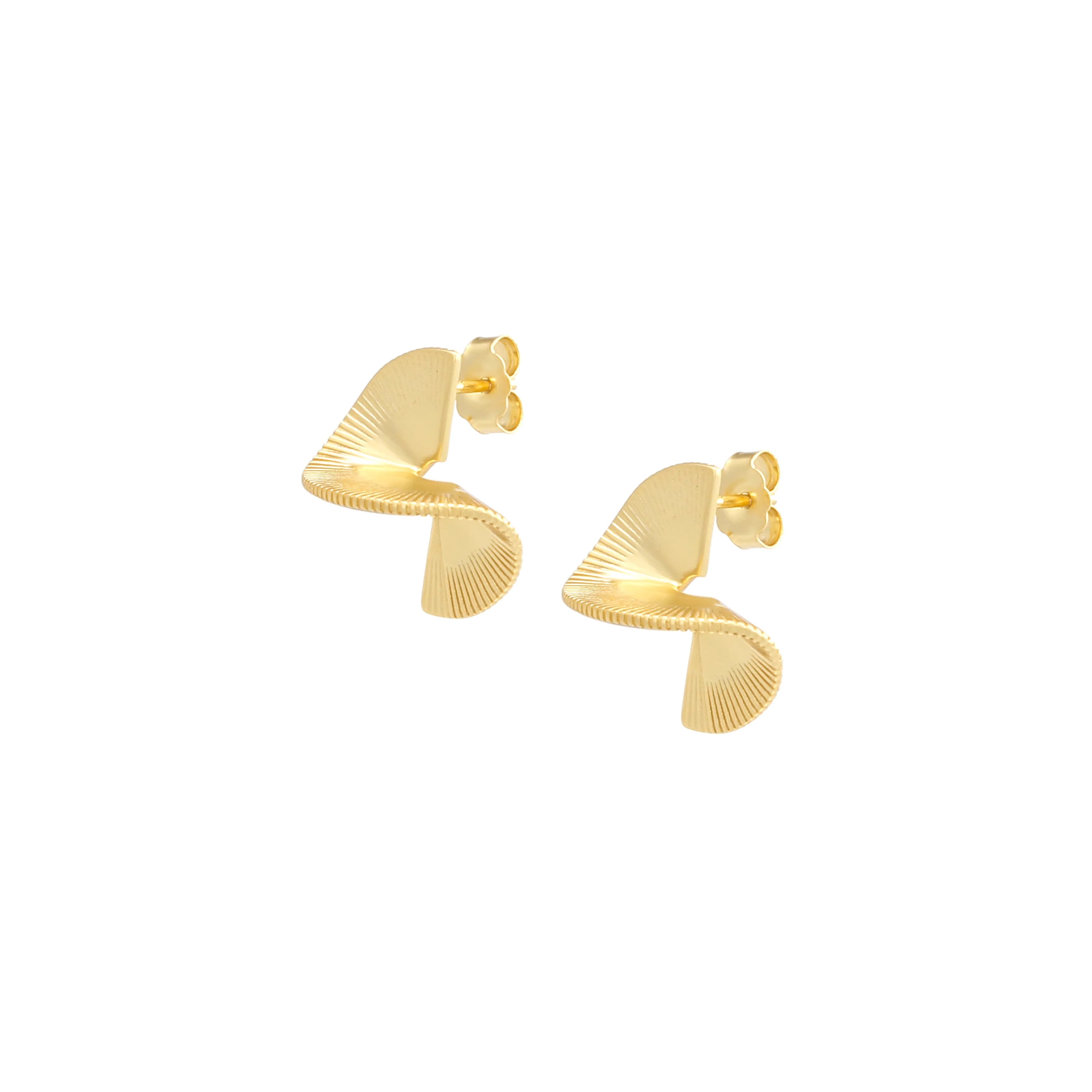 Aurea Earrings Twisted Ribbon Sculptural Gold Earrings