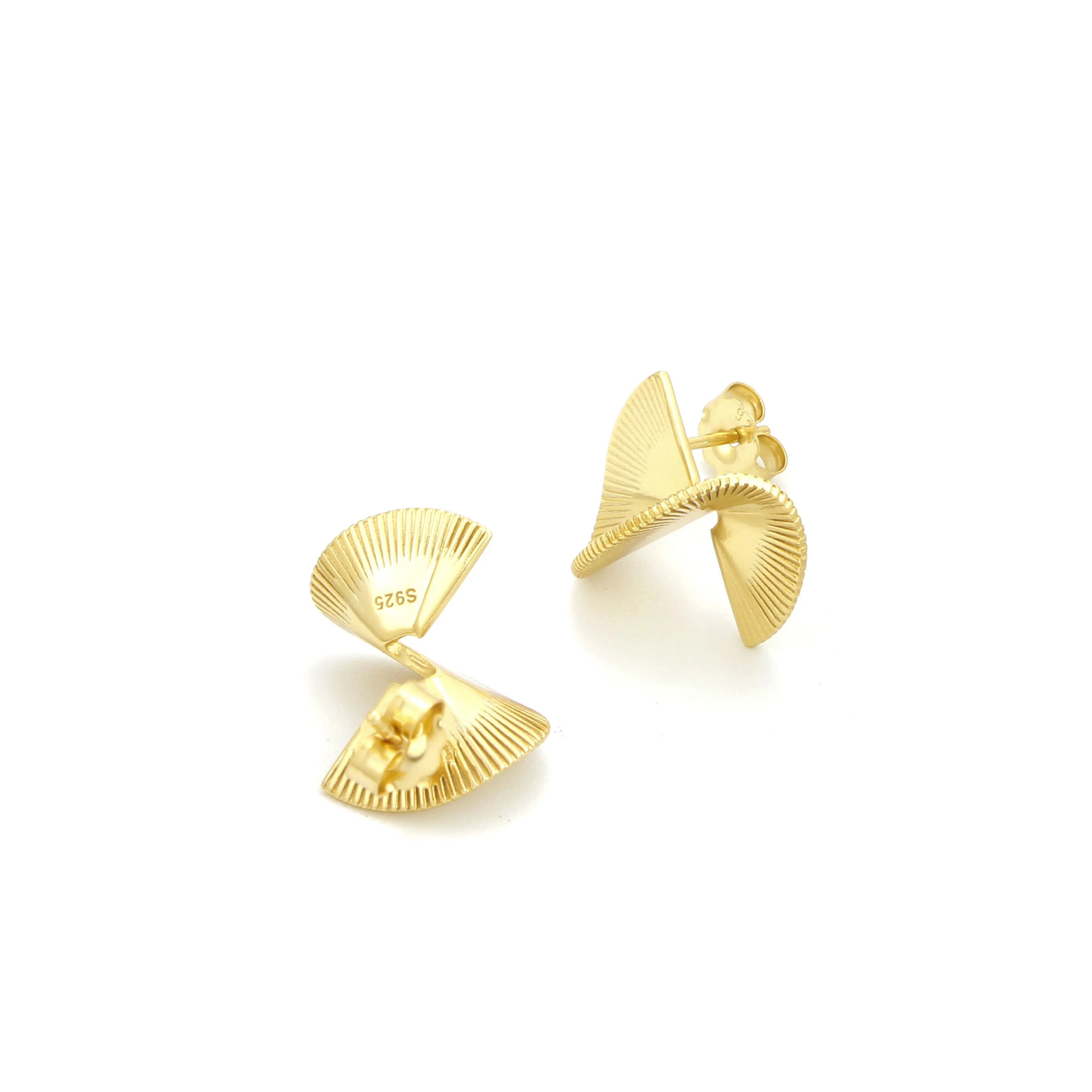 Aurea Earrings Twisted Ribbon Sculptural Gold Earrings