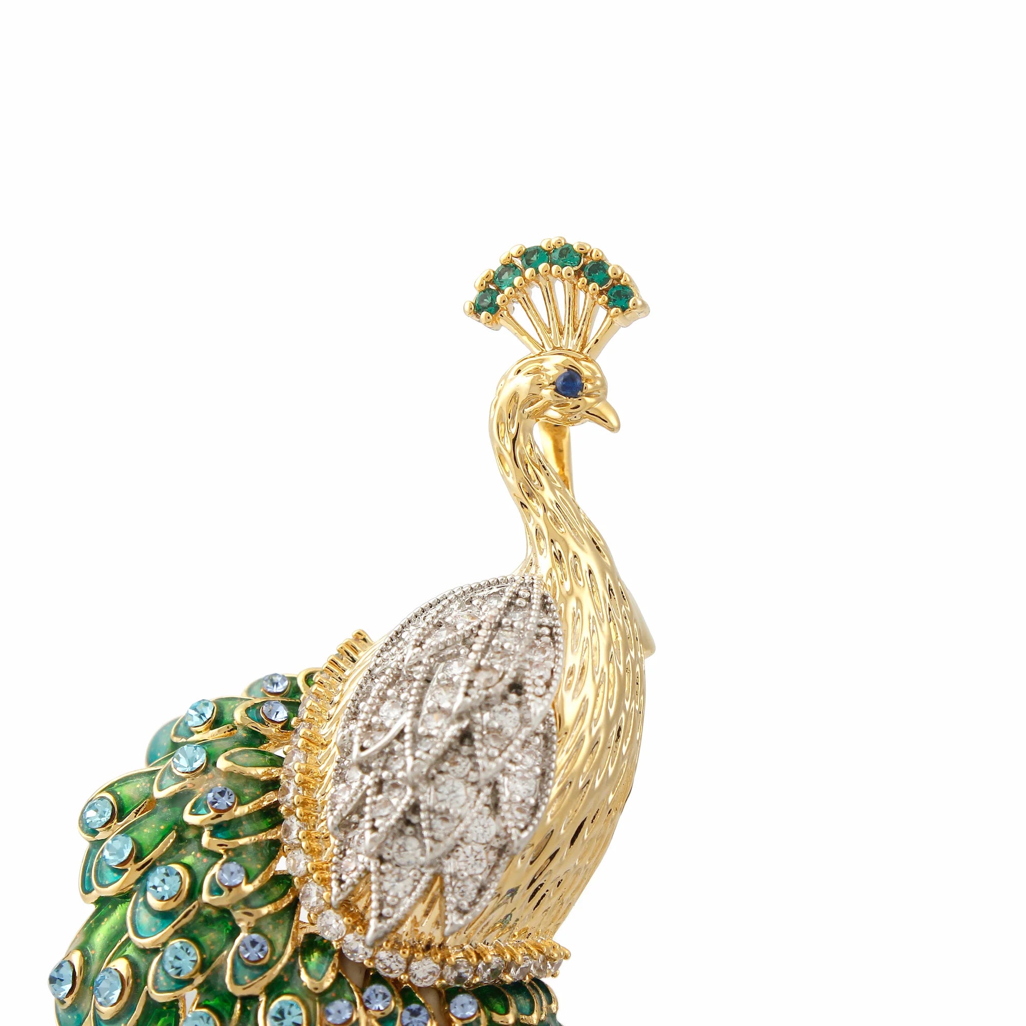Aurea Pavone Crystal Peacock Statement Brooch