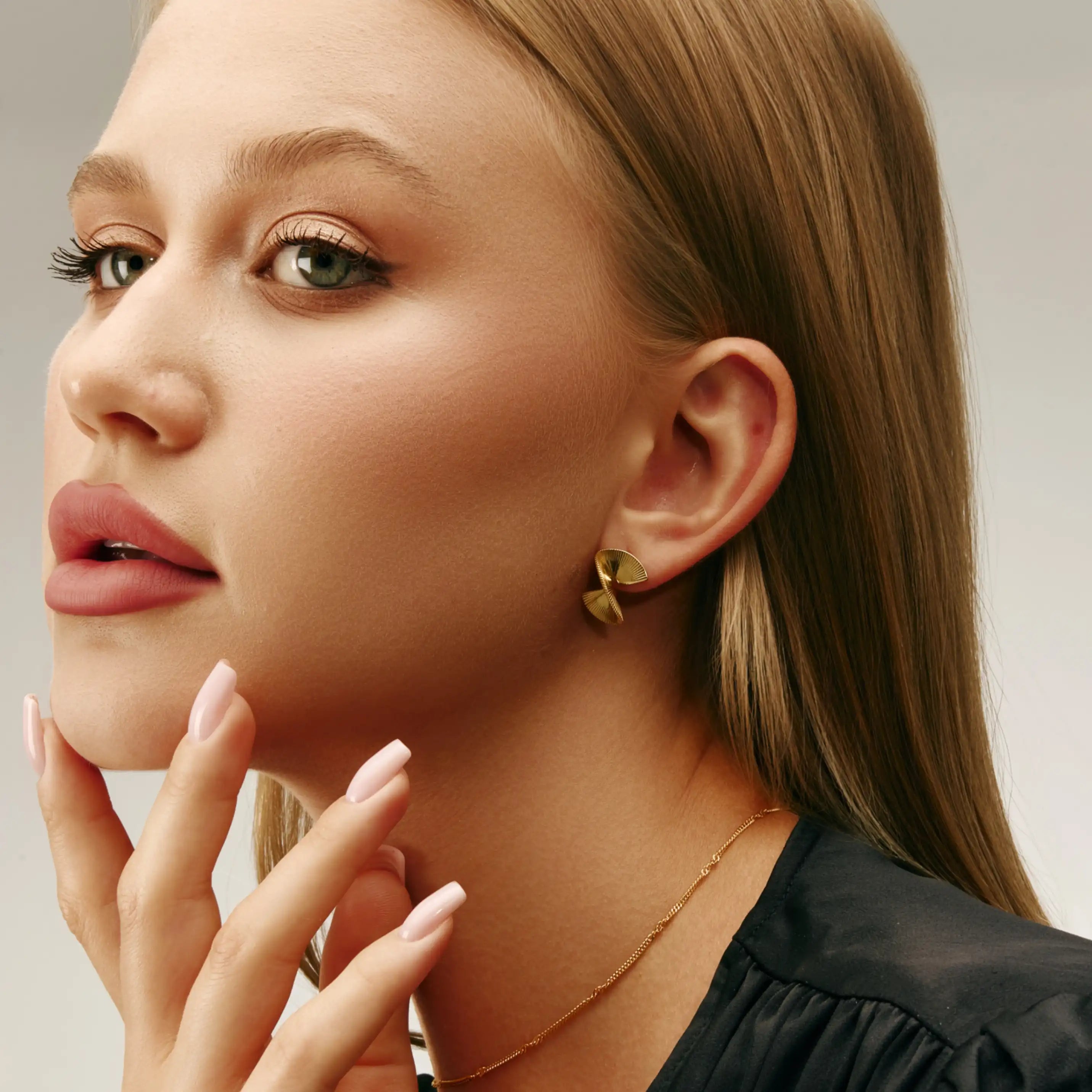 Aurea Earrings Twisted Ribbon Sculptural Gold Earrings