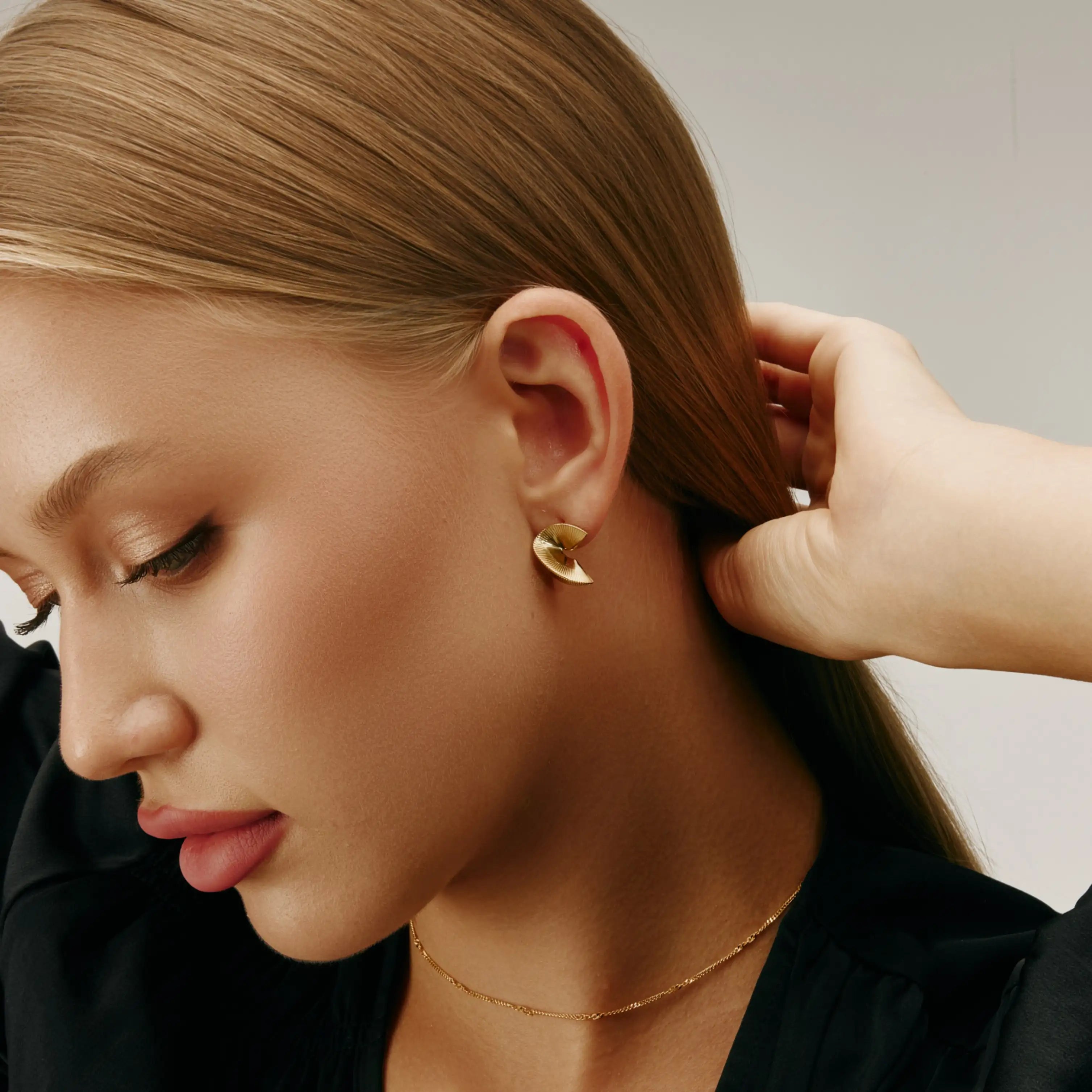 Aurea Earrings Twisted Ribbon Sculptural Gold Earrings
