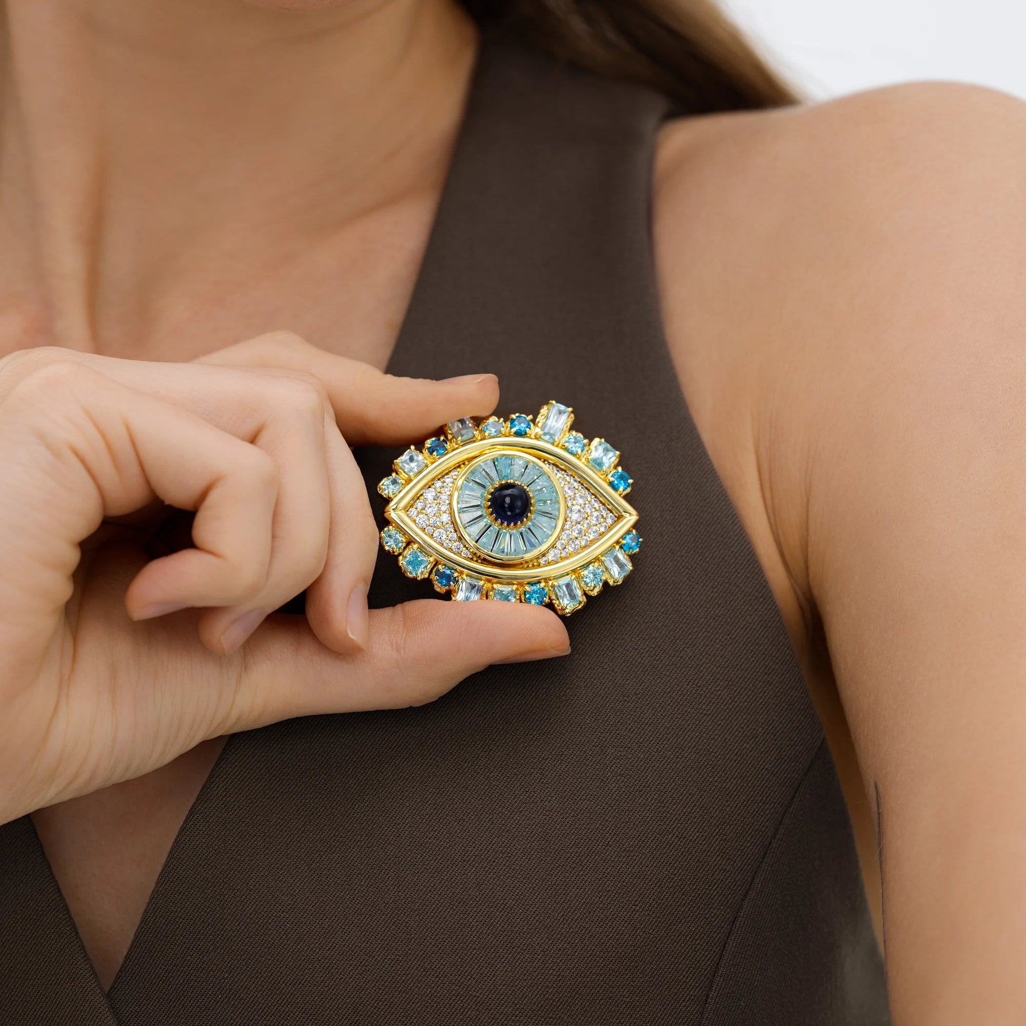 Pre-order | Aurea Oculus Crystal Evil Eye Statement Brooch