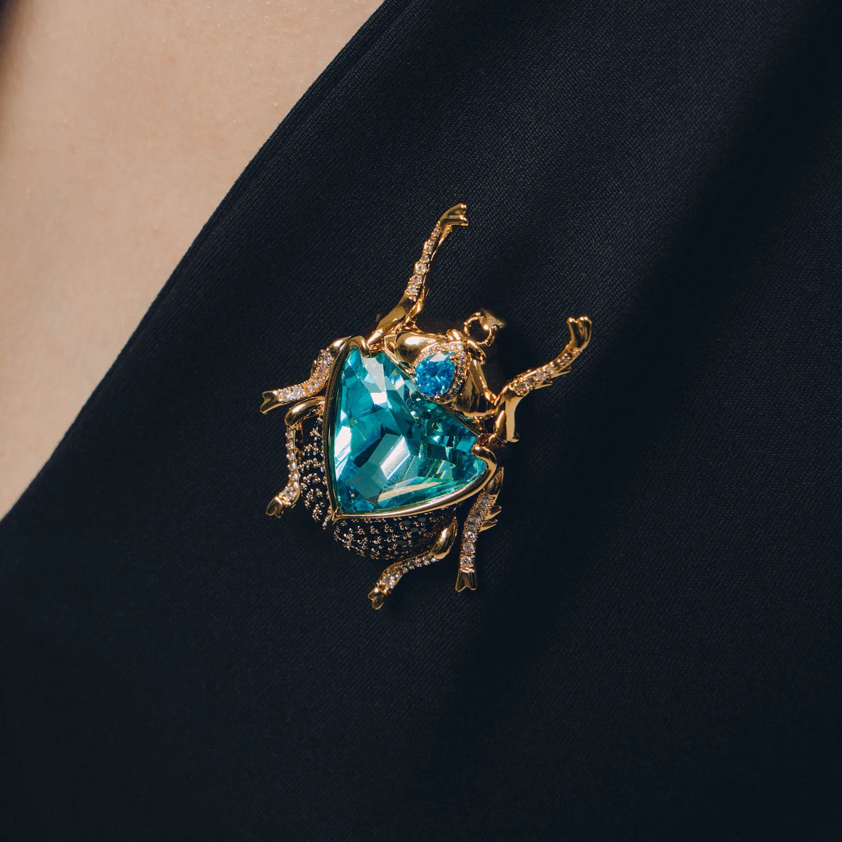 Aurea Scarab Brooch: The Blue Relic of Life