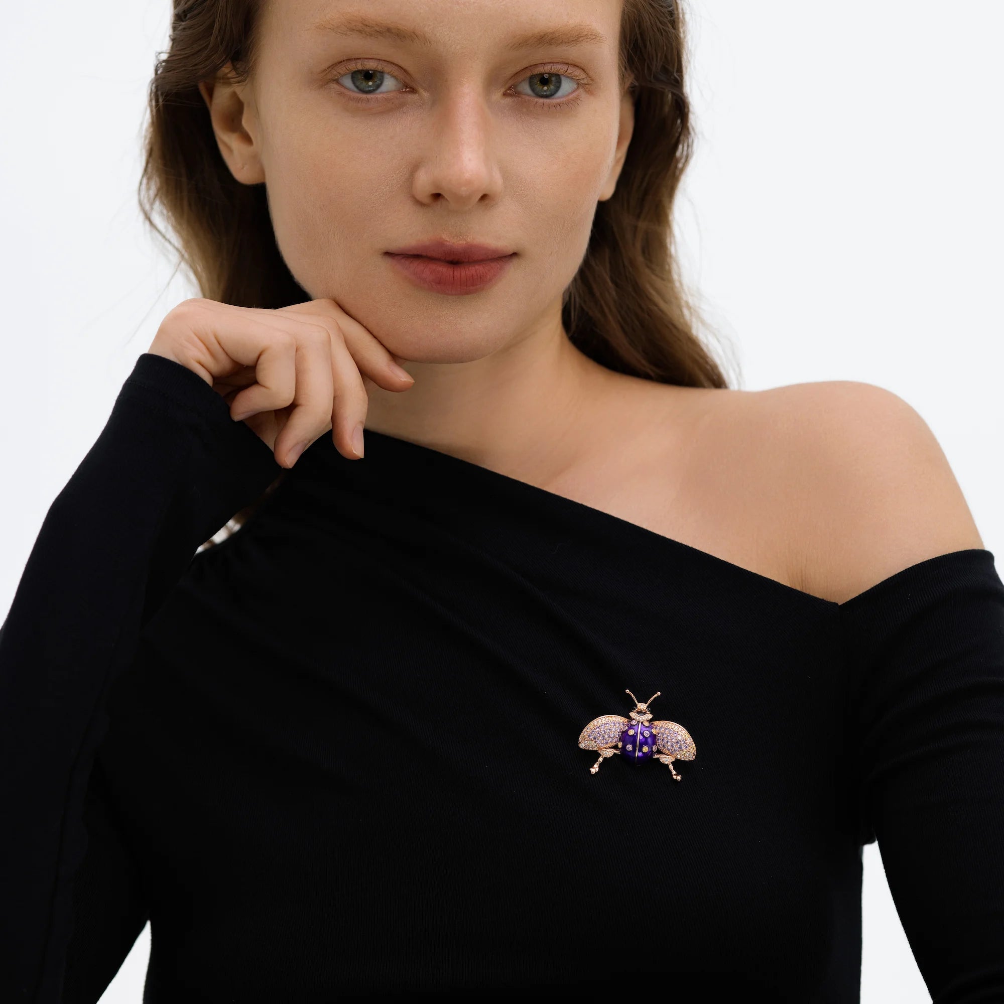 Aurelia Jewel Beetle Crystal Statement Brooch