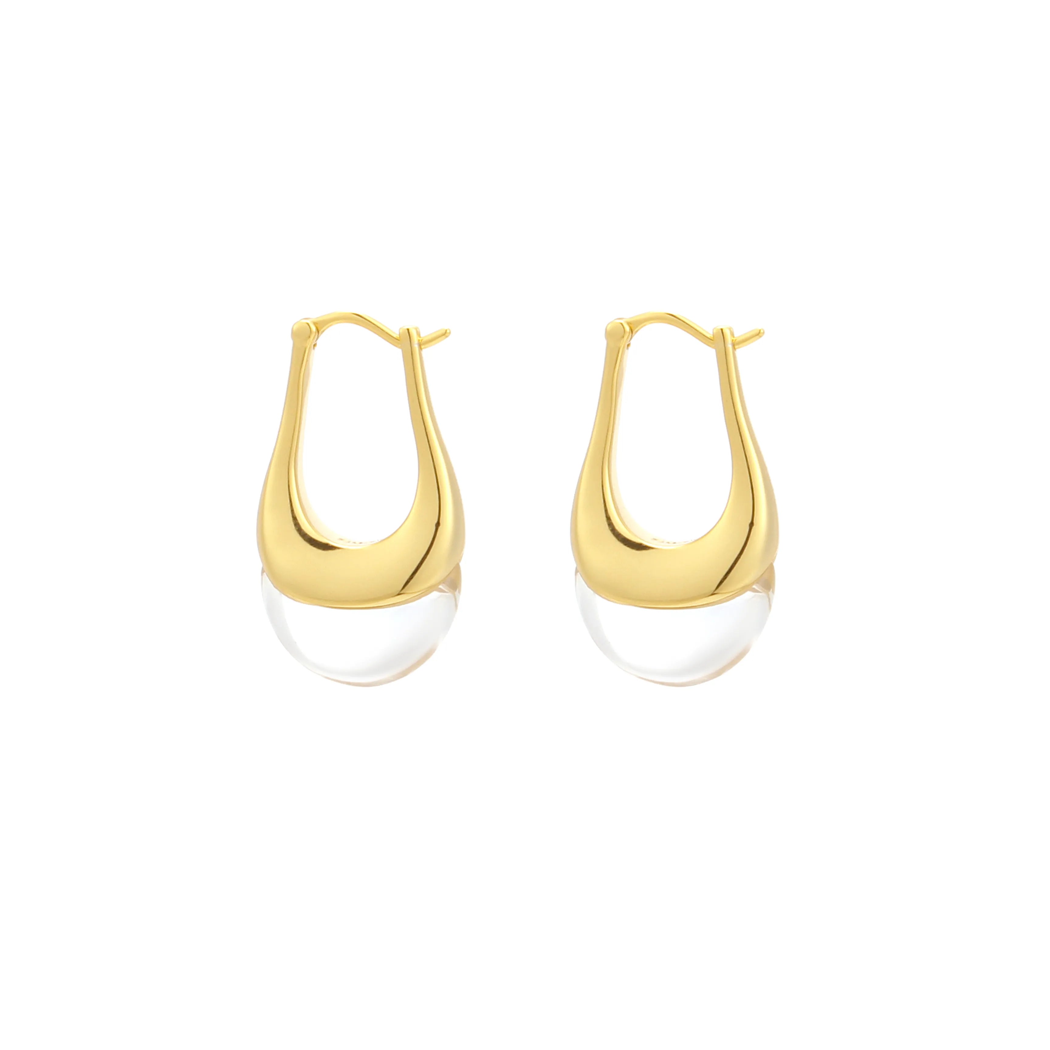 Aurora Earrings Gold-Tone Hoop with Crystal Drop