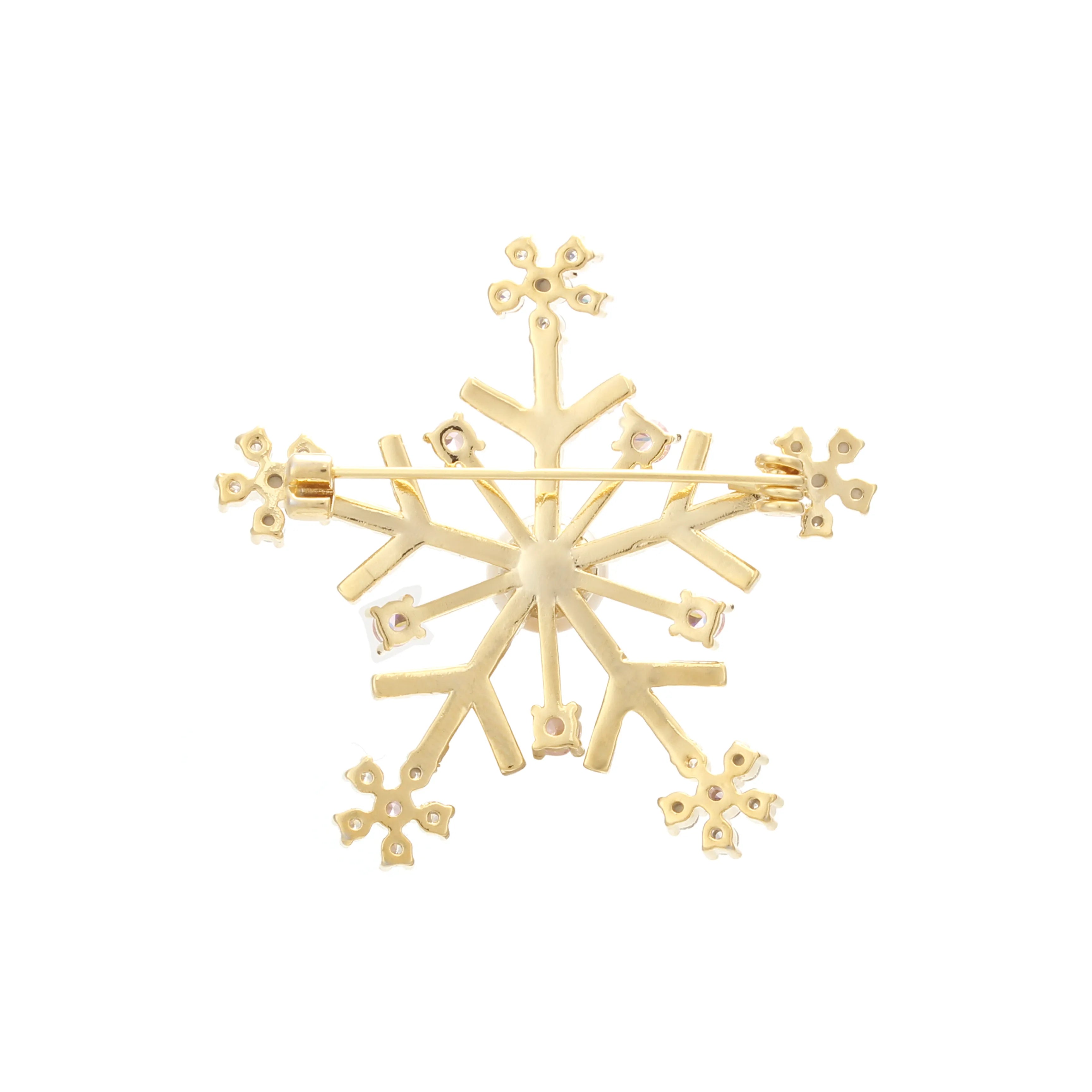 Aurora Frost Pearl Snowflake Brooch Blush Winter Light