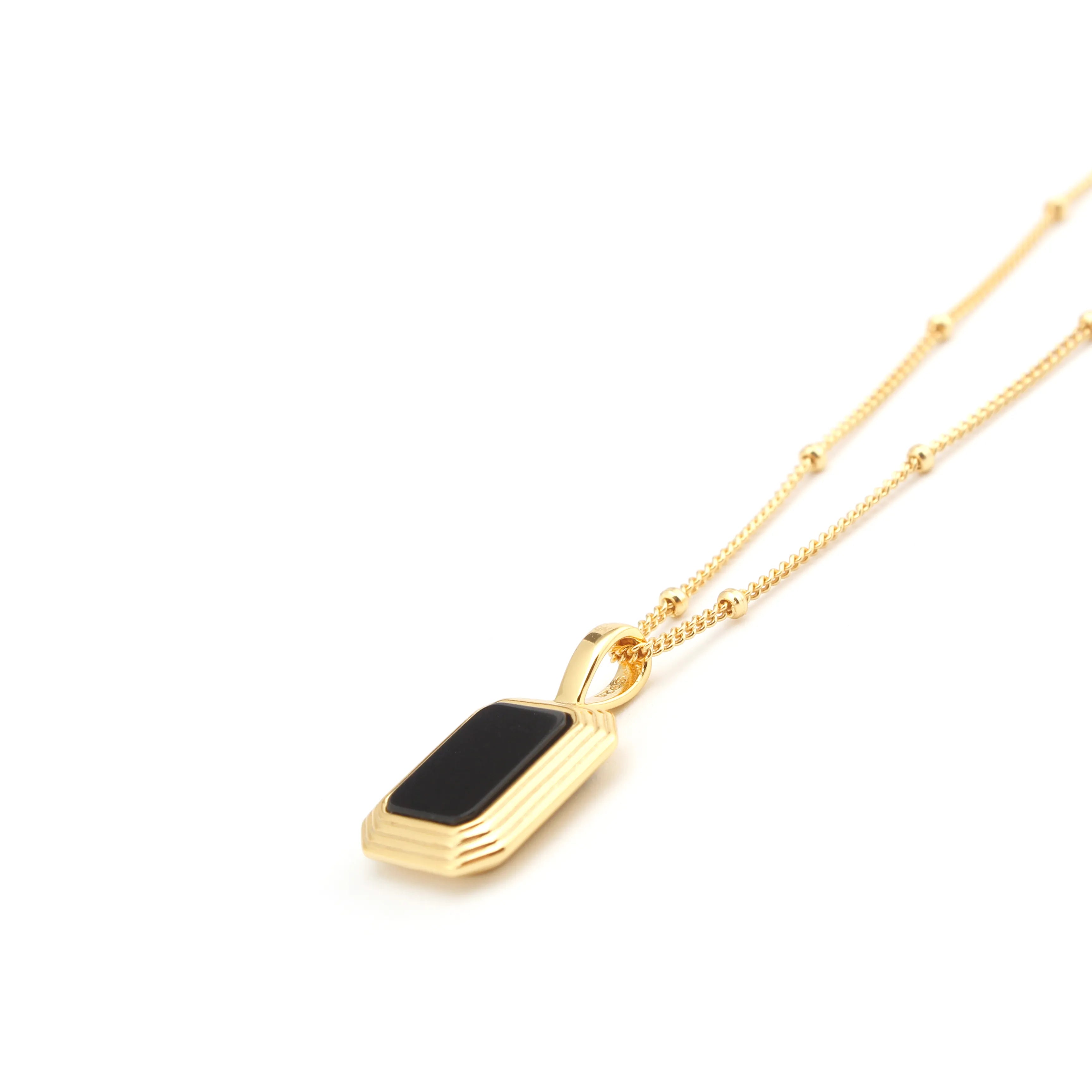 Aurora Necklace Black Onyx Rectangular Pendant Necklace