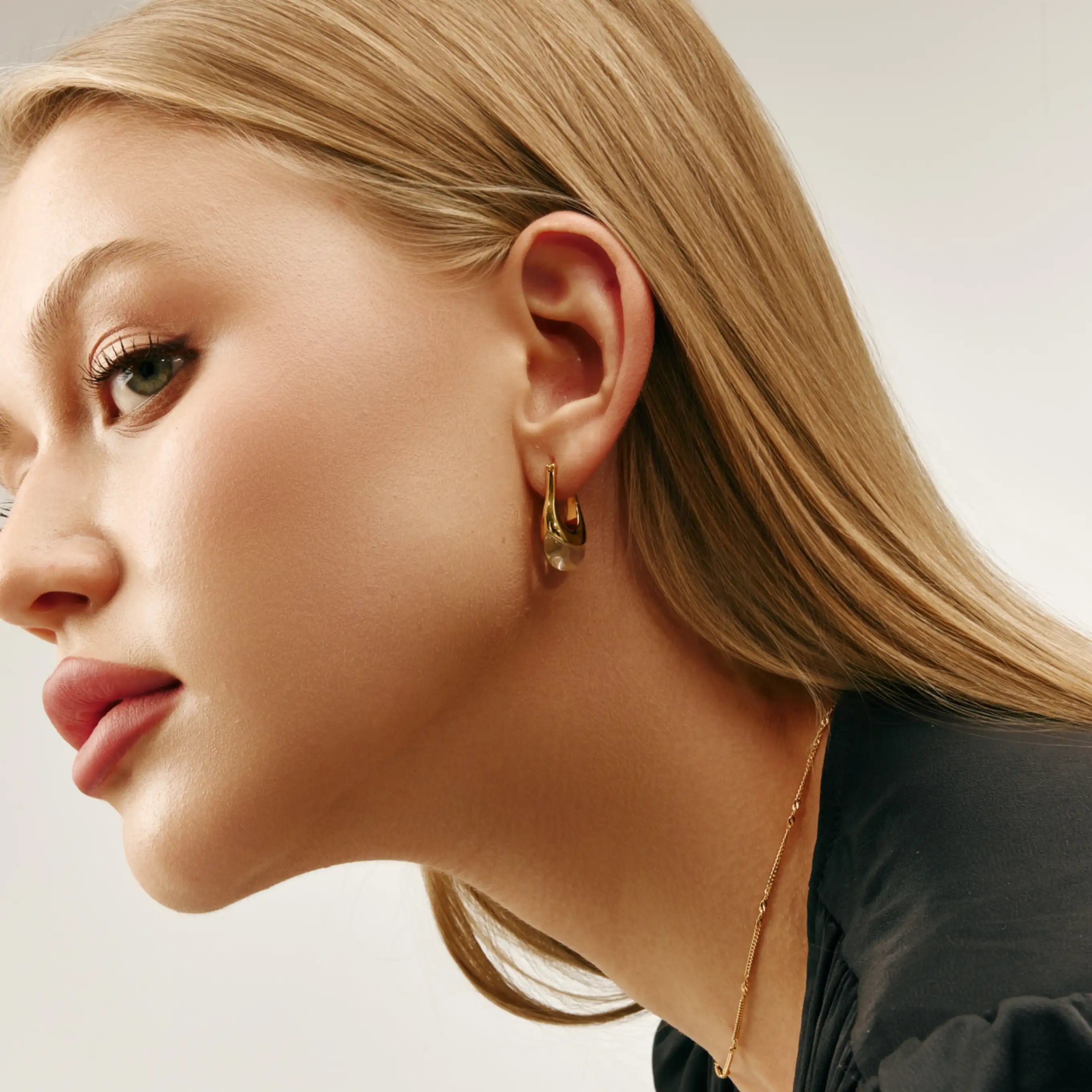 Aurora Earrings Gold-Tone Hoop with Crystal Drop