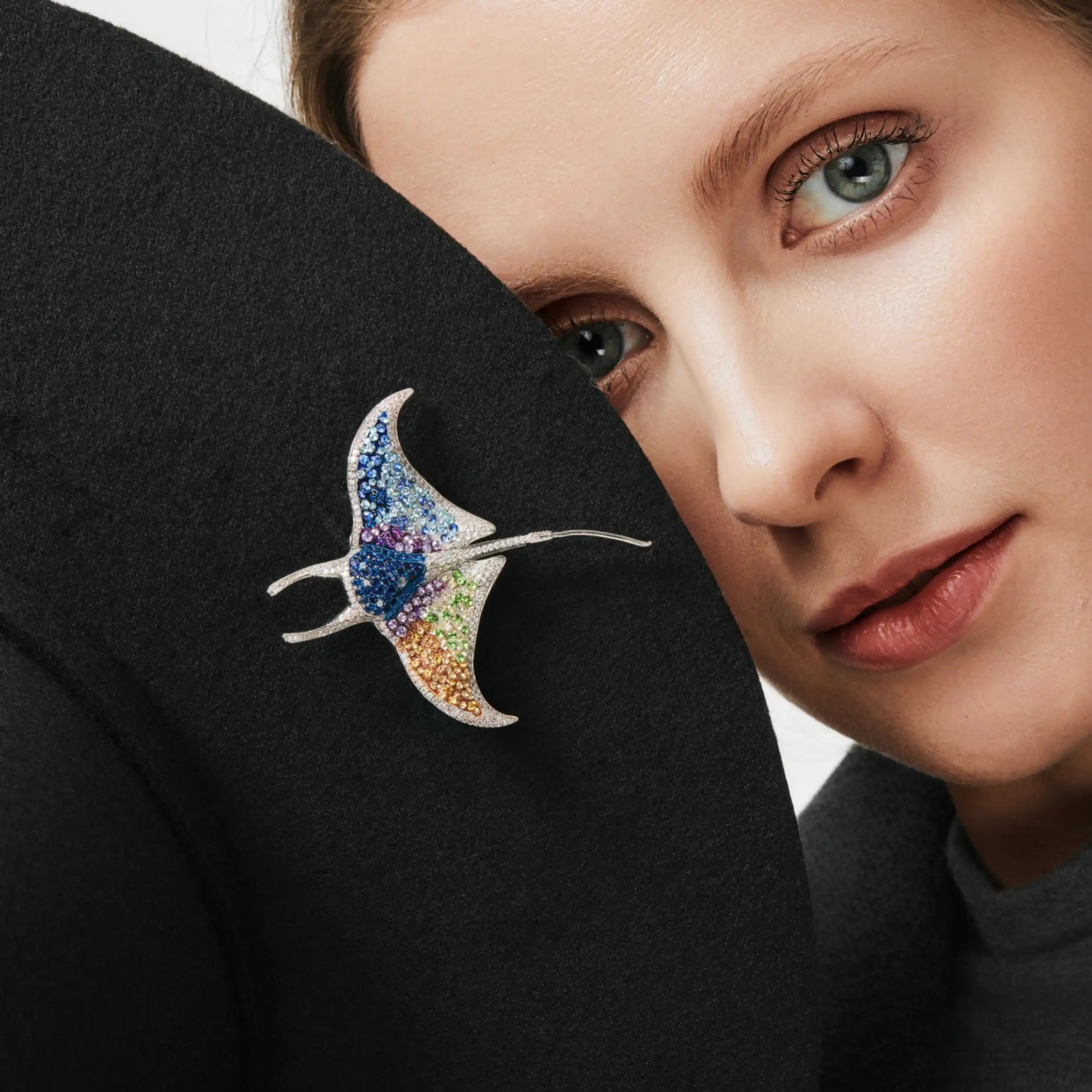 Aurora Manta Ray Brooch Ocean Prism Wings