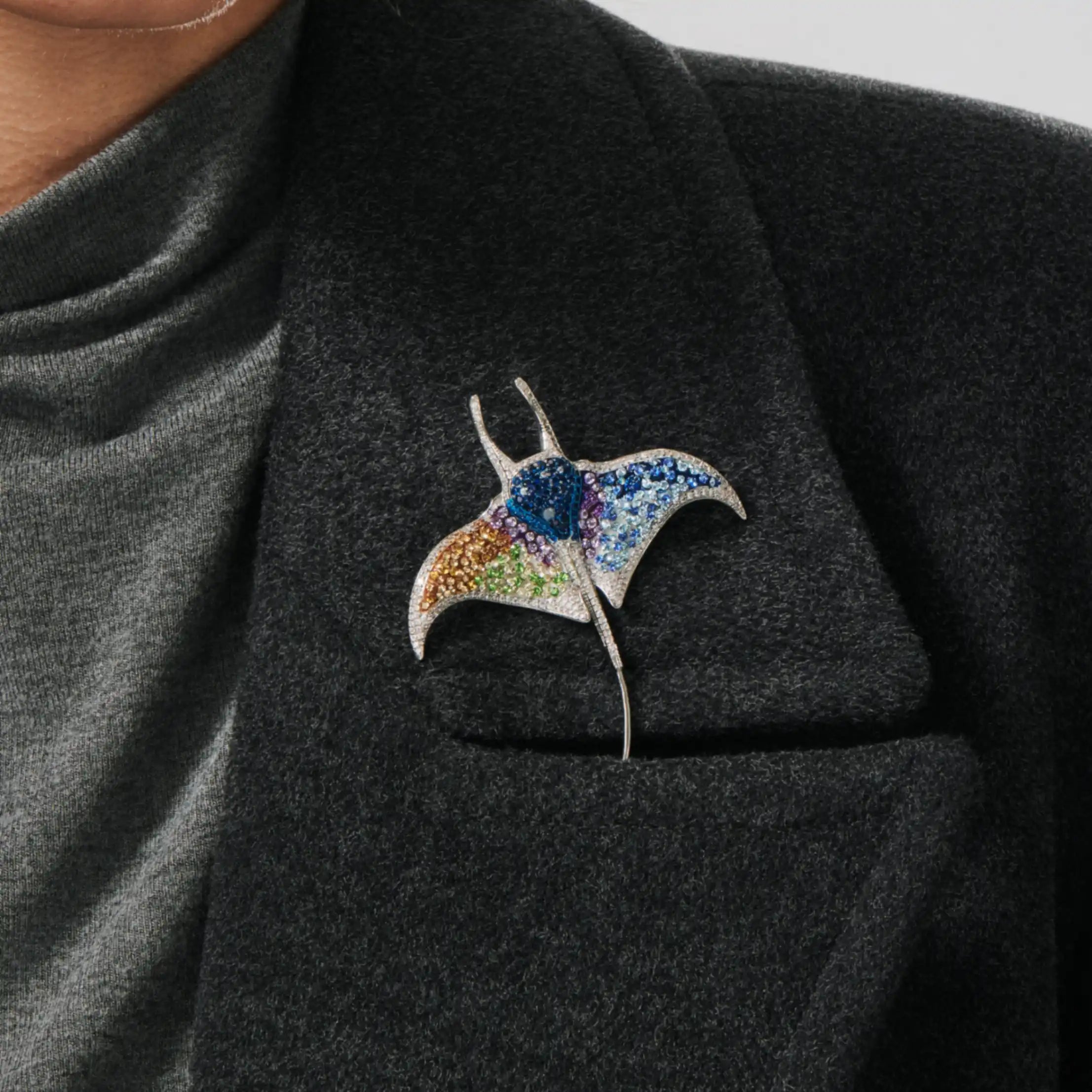 Aurora Manta Ray Brooch Ocean Prism Wings